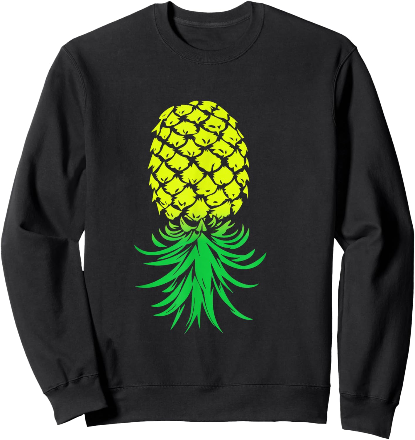 Funny Retro Inverted Pineapple Upside Down Pineapple - Black, Small, -Adults, Short Sleeve, , Casual, Pineapple Theme Sweatshirt - Sweatshirt | Black