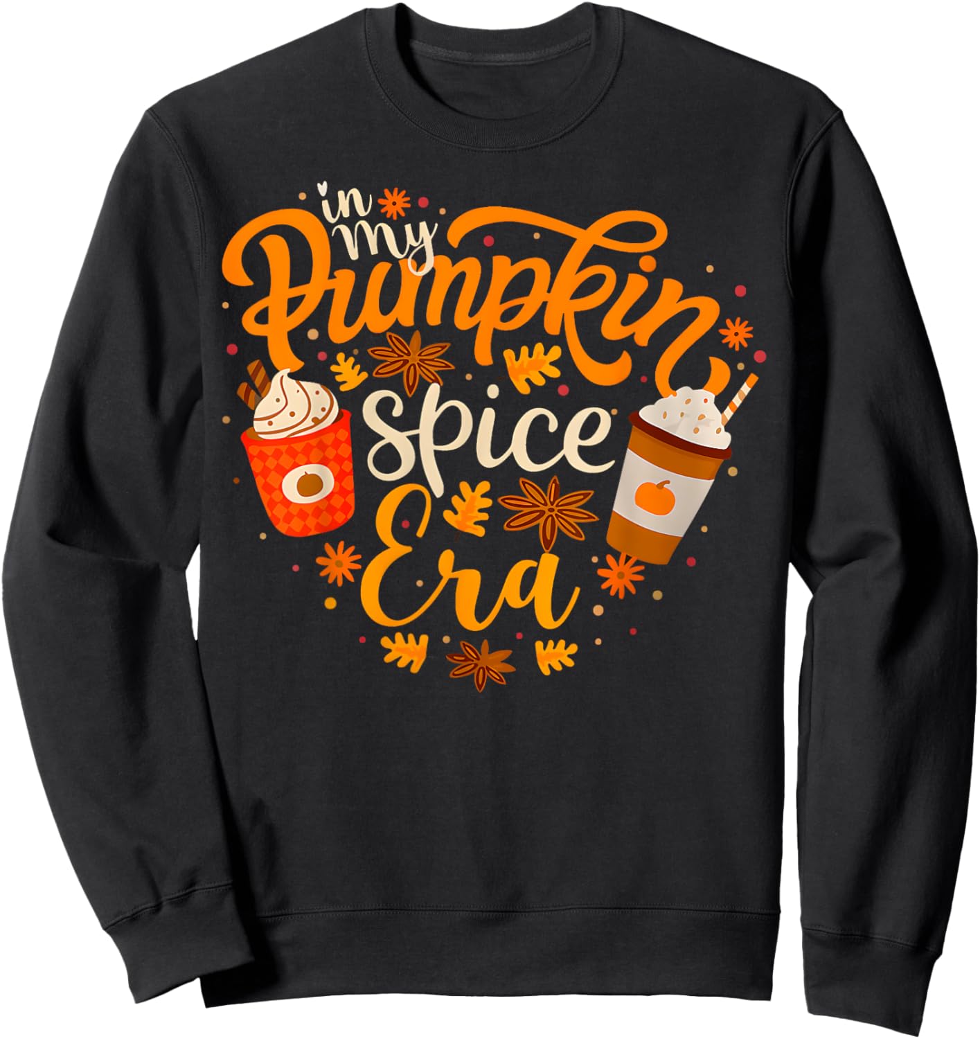 In My Pumpkin Spice Era Funny Retro Fall Vibes Thanksgiving Sweatshirt - Sweatshirt | Black