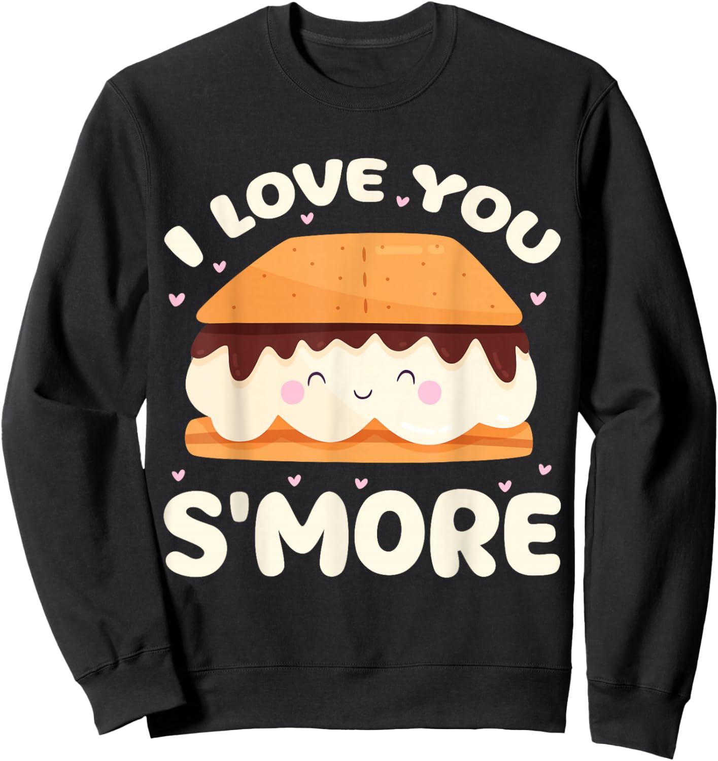 S'more Kawaii Camping Camper Valentine's Day Sweatshirt - Sweatshirt | Black