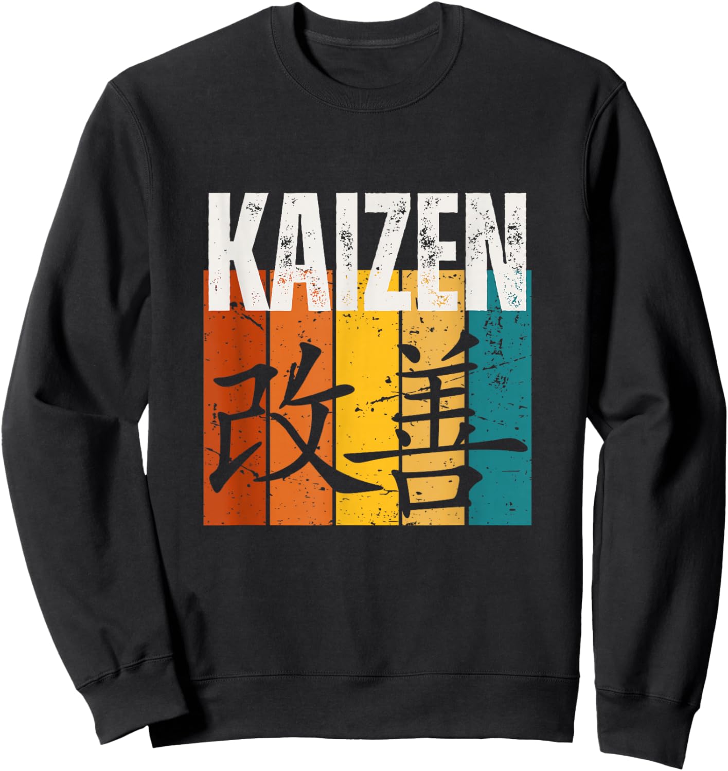 Kaizen Vintage Retro 70s Design Funny Japanese Kaizen Sweatshirt - Sweatshirt | Black