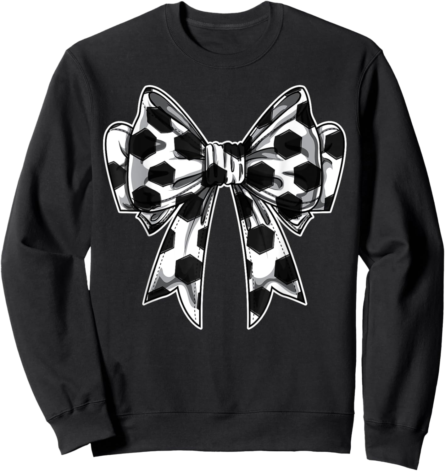 Soccer Ball Coquette Bow Game Day Soccer Mom Life Cute Sweatshirt - Sweatshirt | Black