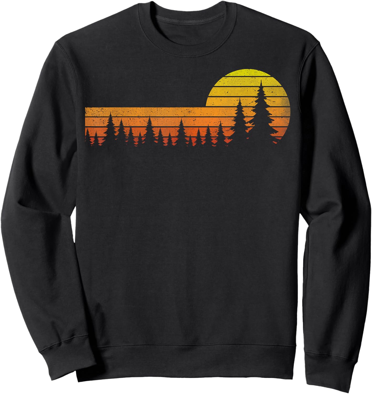 Trees Wildlife Nature Vintage Forest Sunset Man Woman Kids Sweatshirt - Sweatshirt | Black