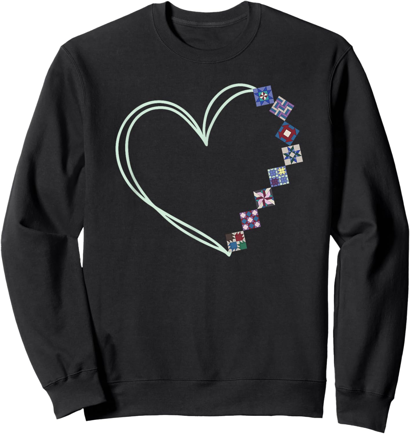 A Heart Made of Quilt Blocks Quilting Sweatshirt - Sweatshirt | Black