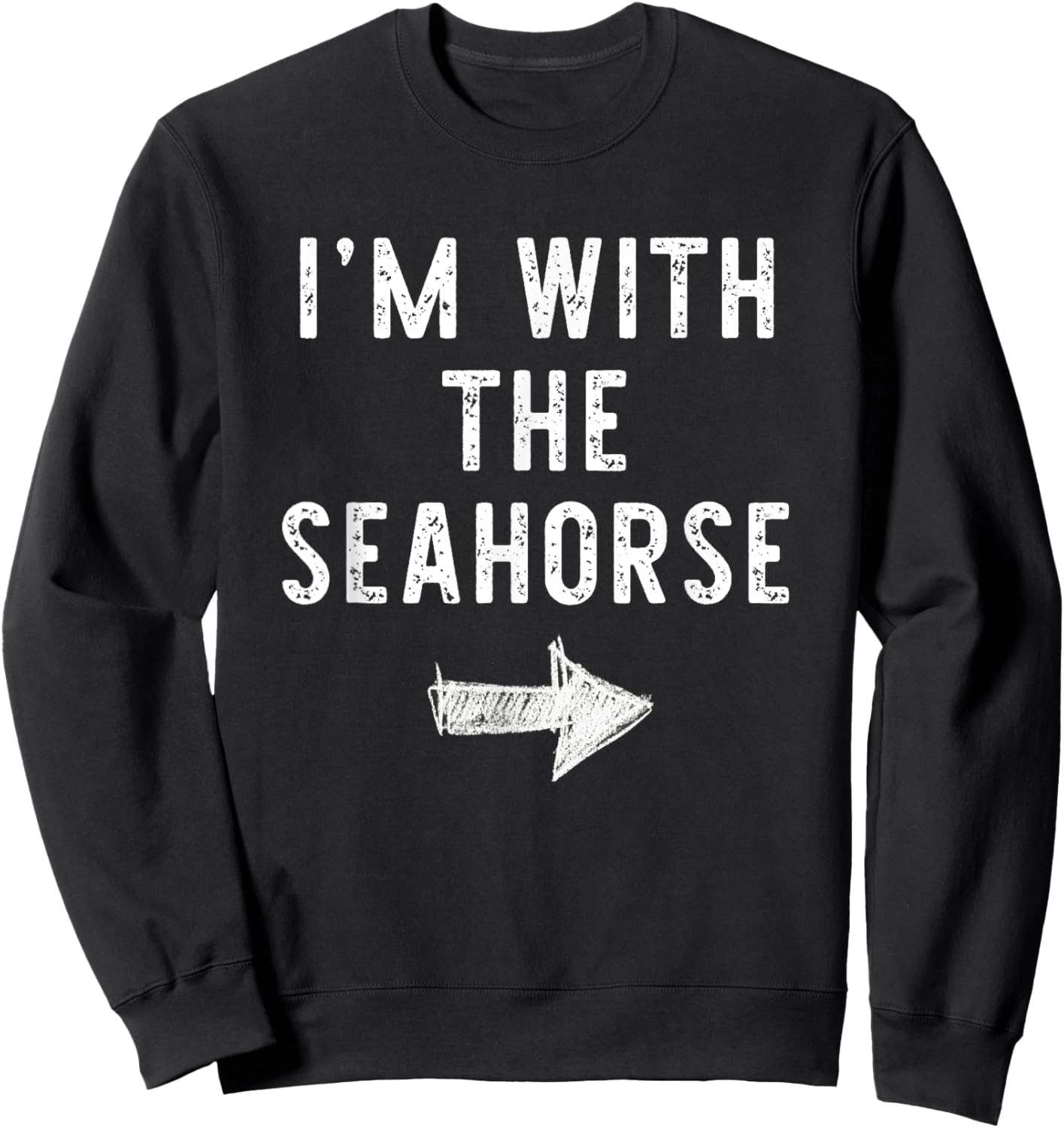 I'm With The Seahorse Costume Halloween Matching Couple Sweatshirt - Sweatshirt | Black