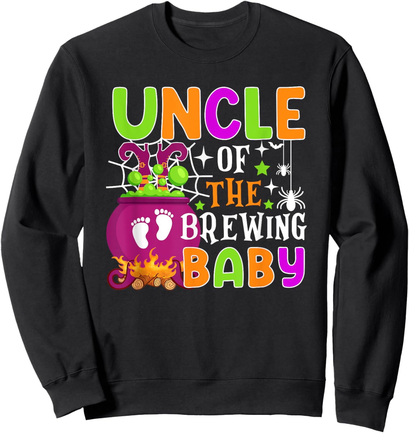 Uncle of Brewing Baby Halloween Theme Baby Shower Spooky Sweatshirt - Sweatshirt | Black