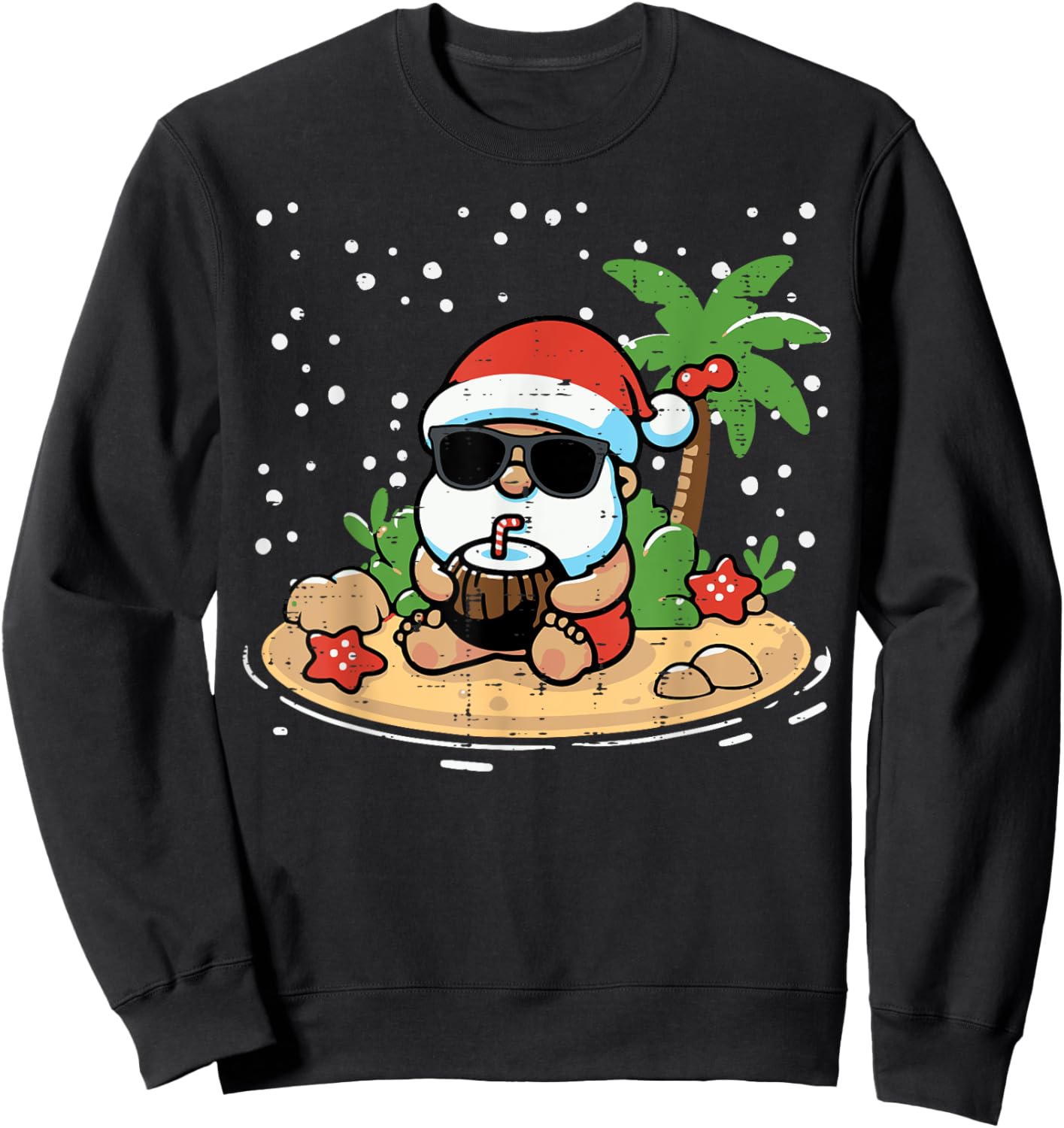 Christmas Santa Beach Xmas Tropical Hawaii Men Women Kids Sweatshirt - Sweatshirt | Black