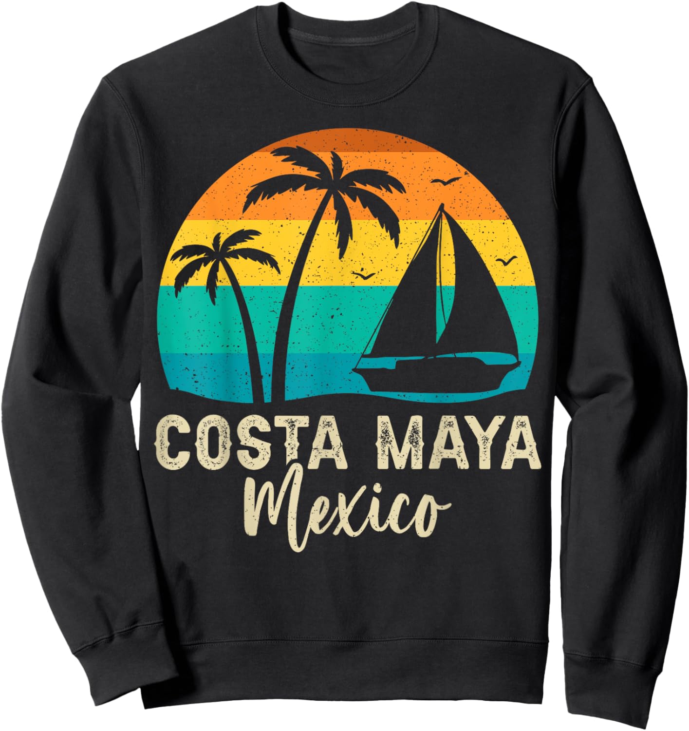 Vintage Costa Maya Mexico Sunset Matching Family Vacation Sweatshirt - Sweatshirt | Black