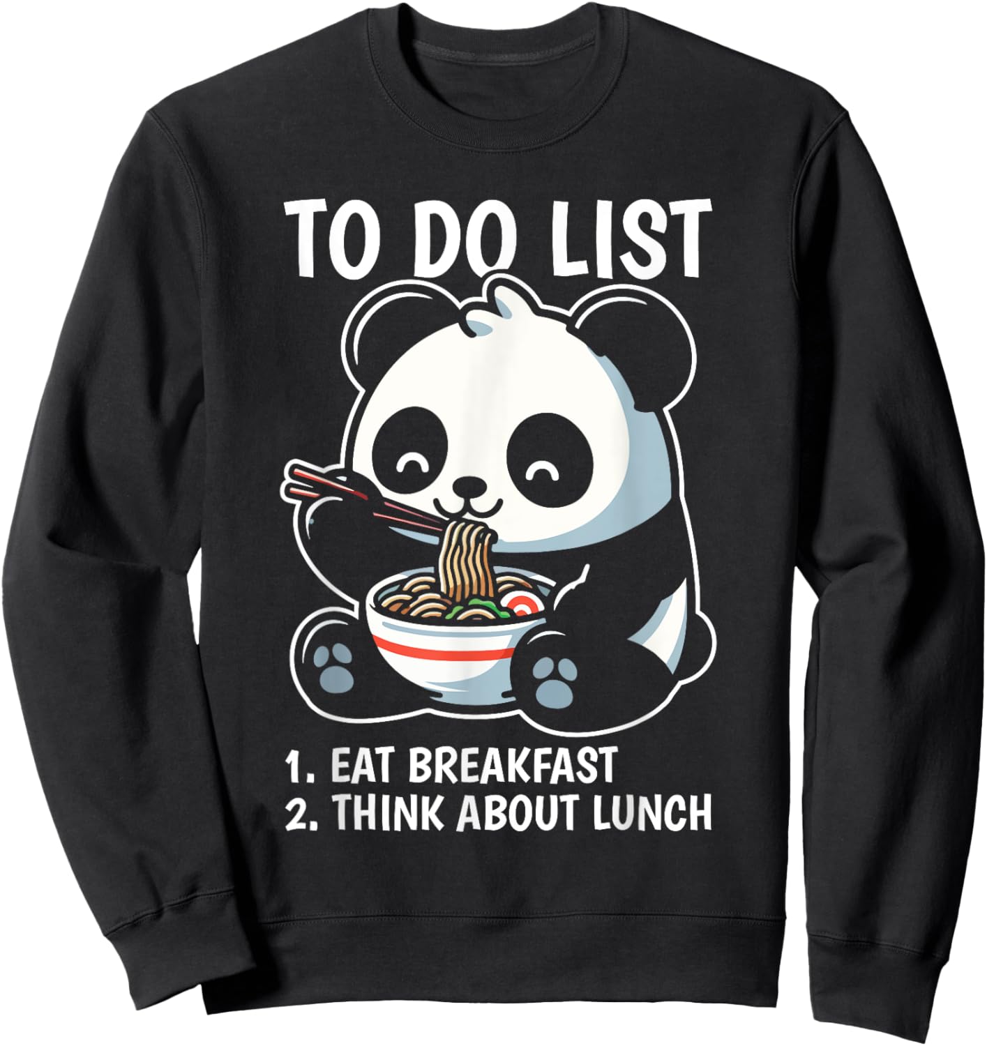 To Do List Panda Breakfast Animal Lover Productivity Sweatshirt - Sweatshirt | Black