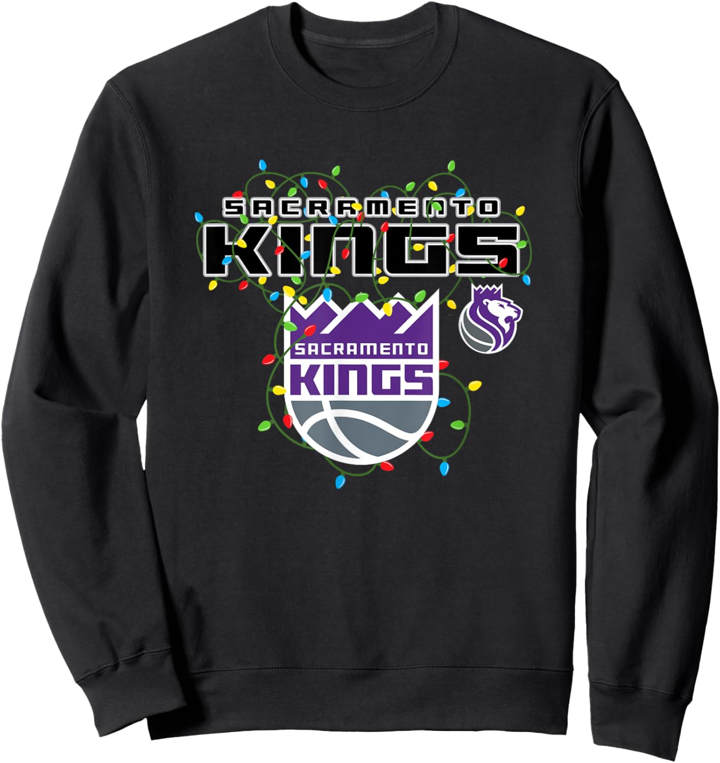 NBA Sacramento Kings Christmas Lights Holiday Sweatshirt - Sweatshirt | Black