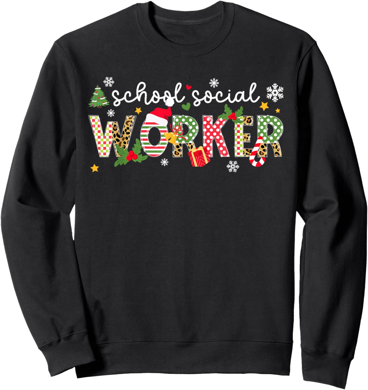 School Social Worker Christmas School Social Worker Xmas Sweatshirt - Sweatshirt | Black