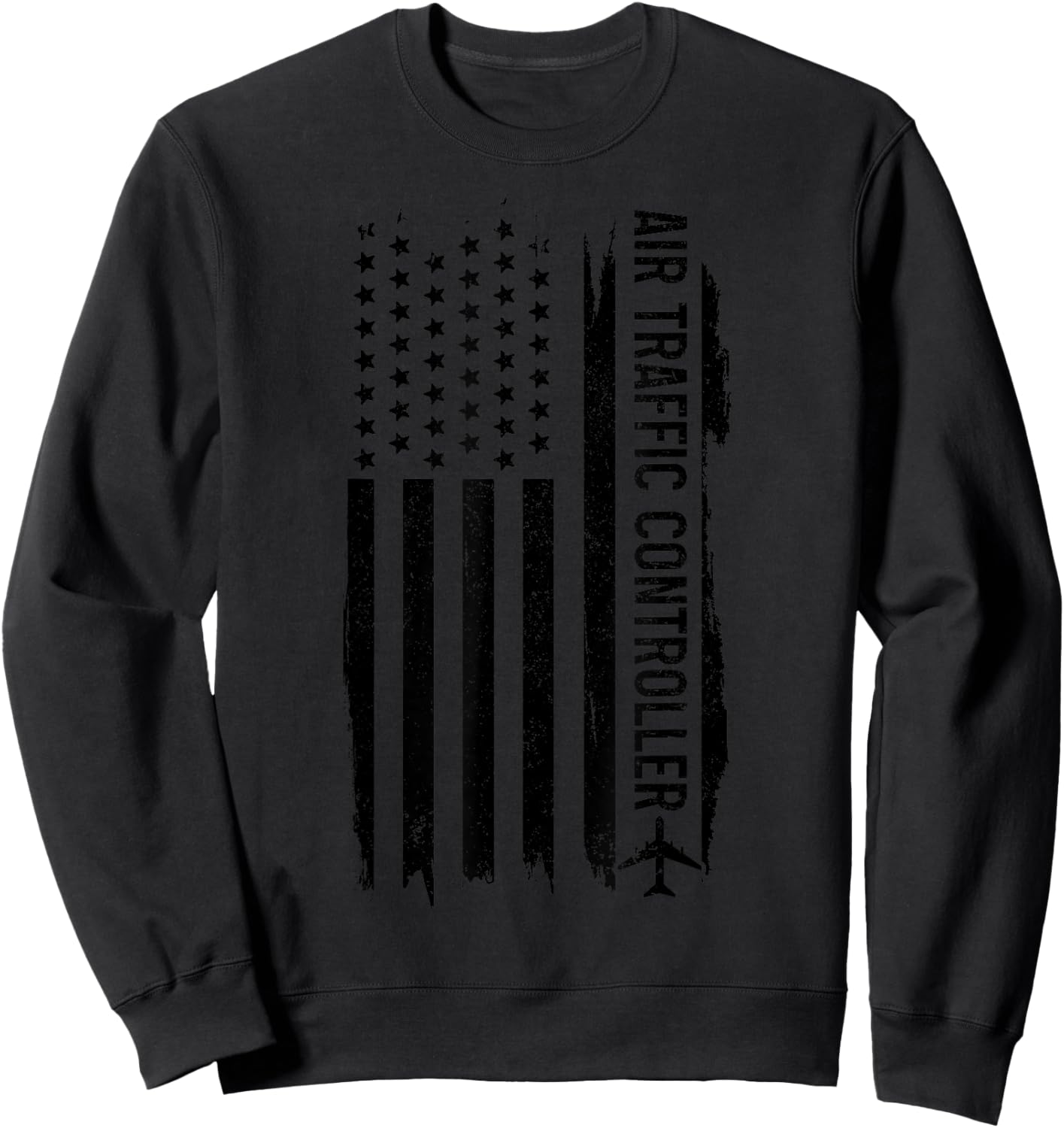 Air Traffic Controller American Flag Patriotic ATC Sweatshirt - Sweatshirt | Black