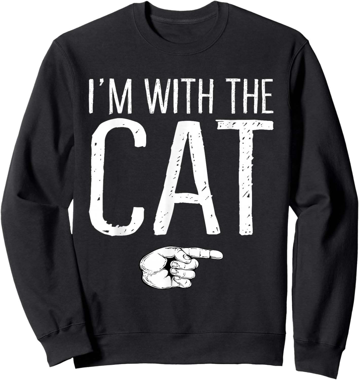 I'm With The Cat Matching Costume Lazy Halloween Party Sweatshirt - Sweatshirt | Black