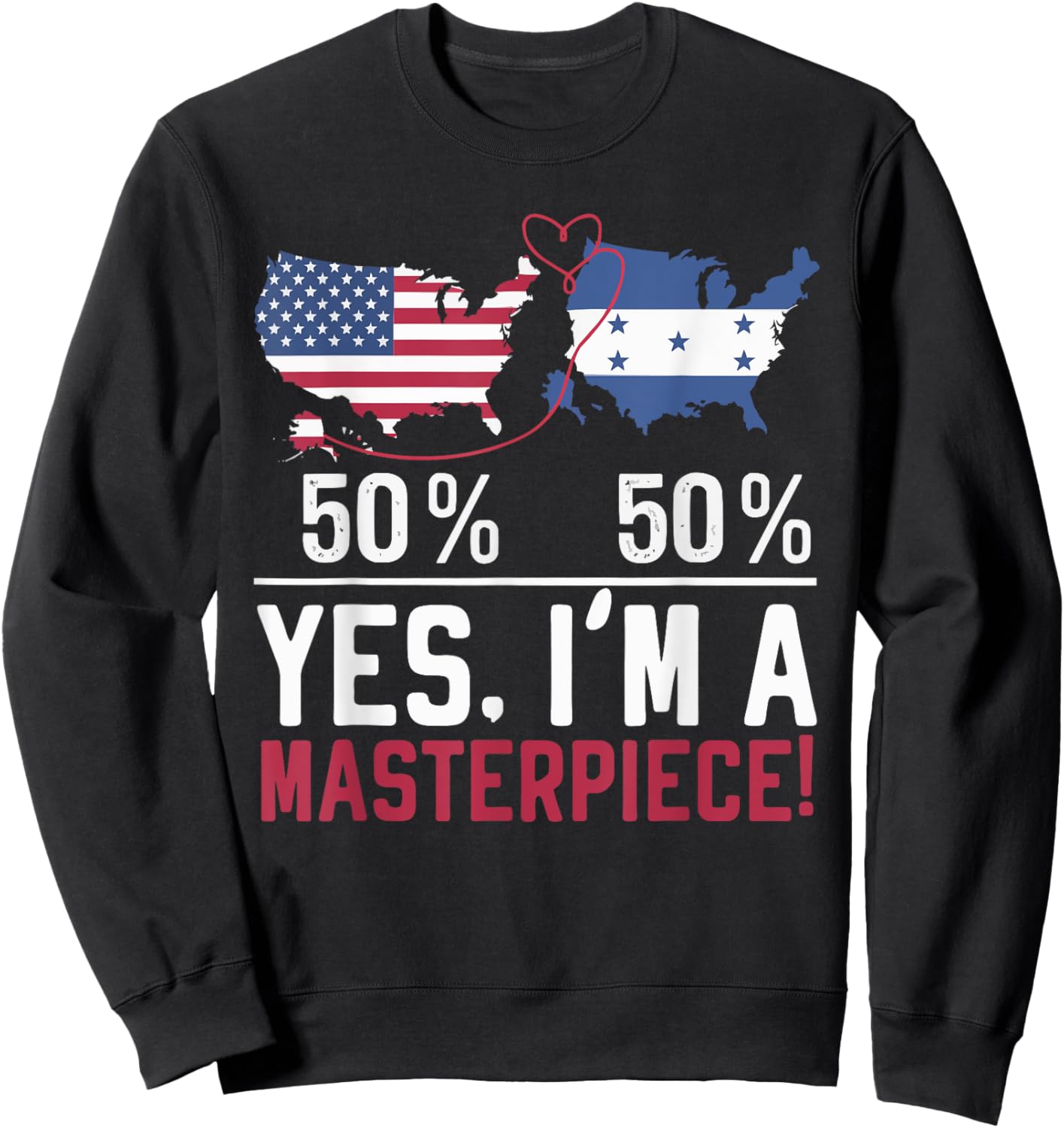 Half American Half Honduran USA Flag Honduras America Sweatshirt - Sweatshirt | Black