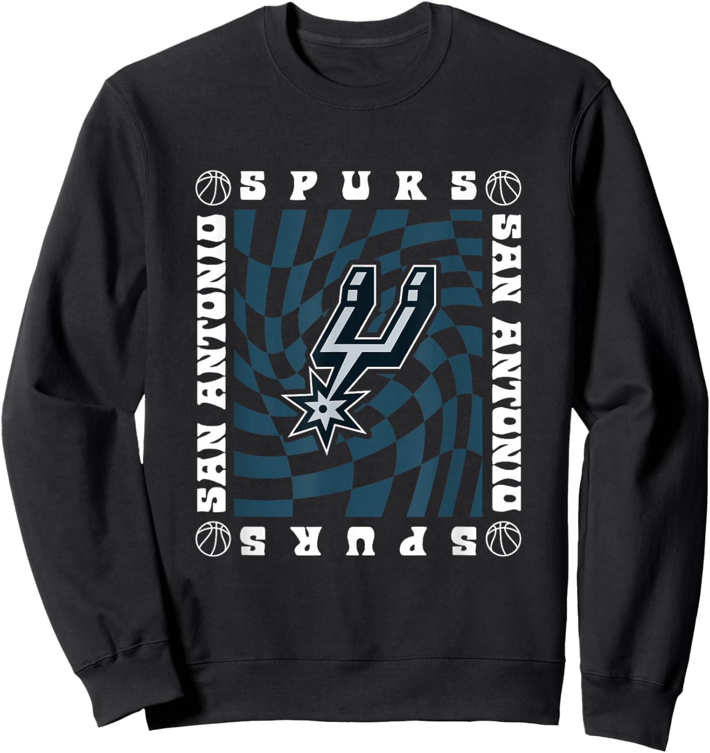 NBA San Antonio Spurs Retro Checkerboard Wave Sweatshirt - Sweatshirt | Black
