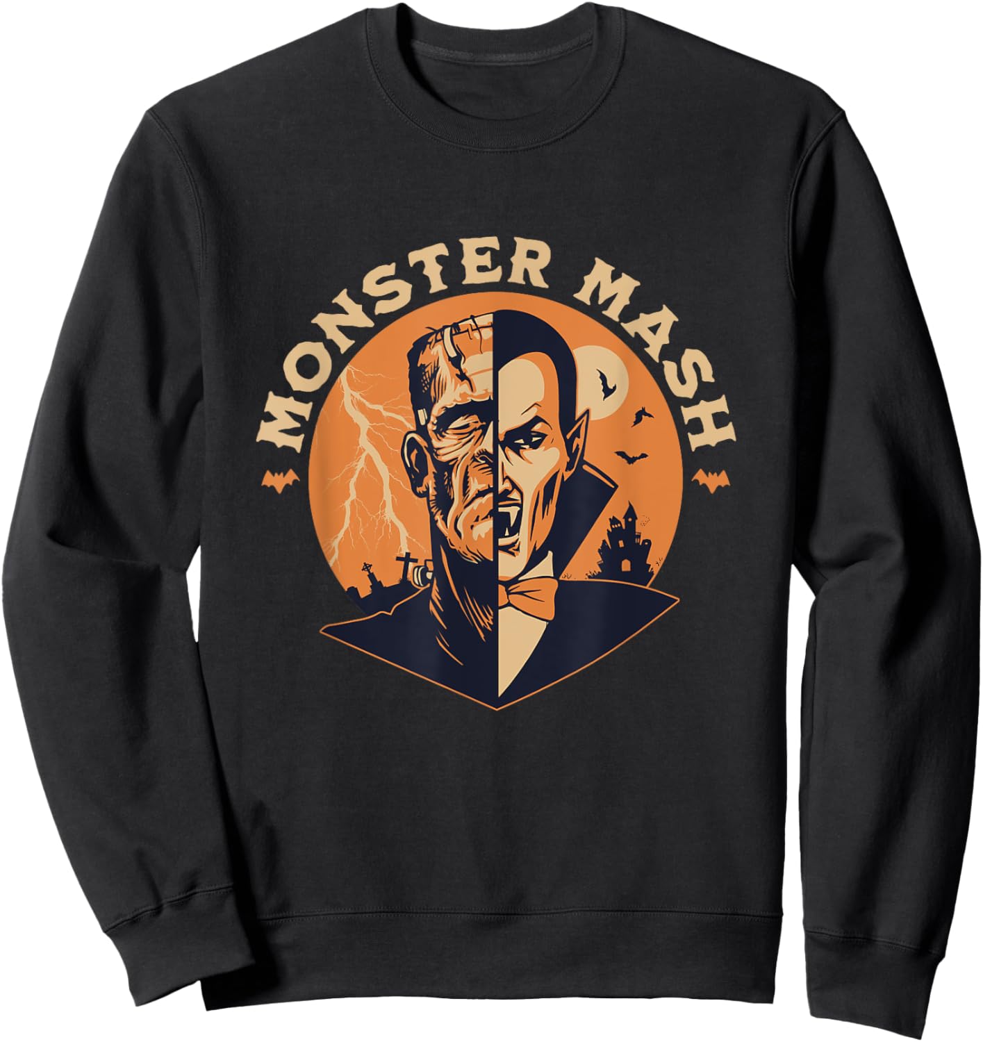 Monster Mash Frankenstein Dracula Halloween Sweatshirt - Sweatshirt | Black