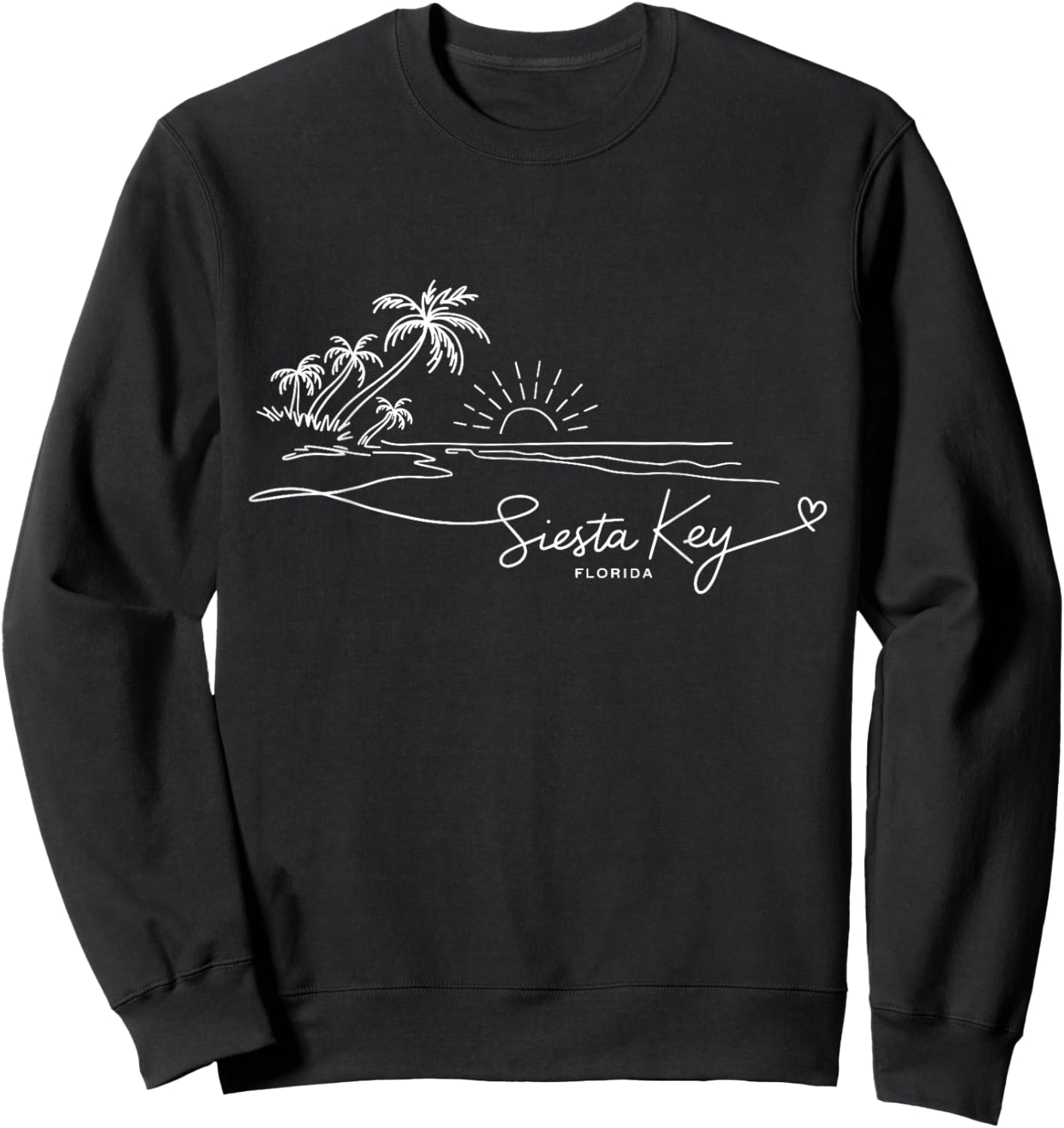 Siesta Key Florida Signature Heart Art - Beach Souvenir Sweatshirt - Sweatshirt | Black