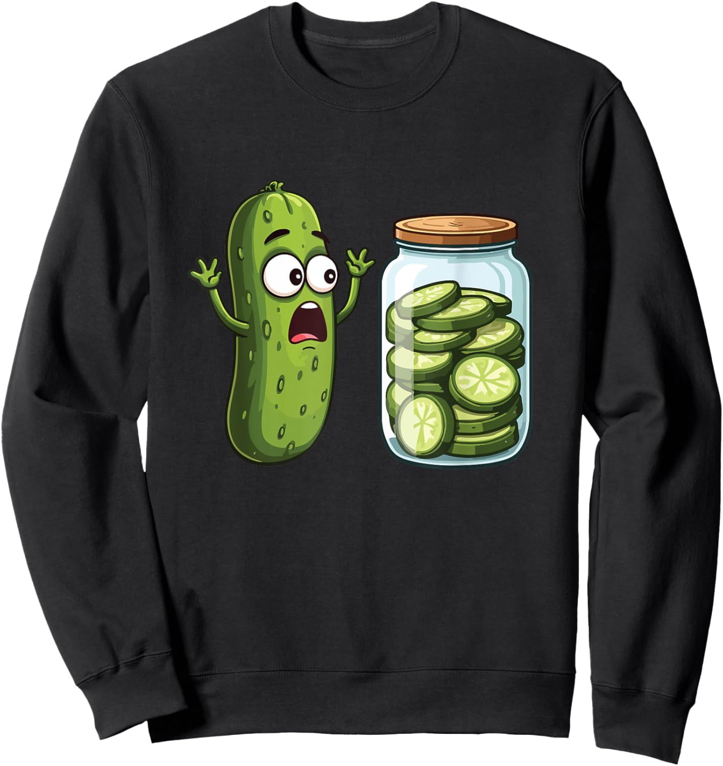 Frightened Pickle - Dill Pickle Lover Pickling Cucumber Sweatshirt - Sweatshirt | Black