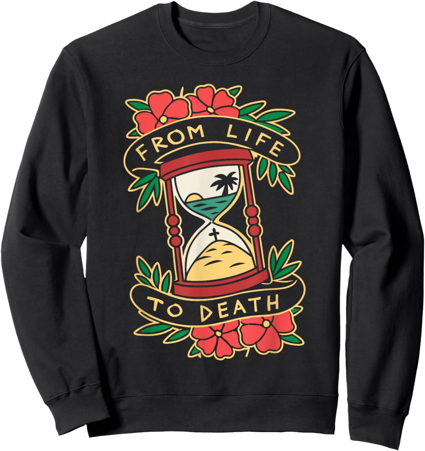 From Life to Death Symbolic Hourglass Sweatshirt - Sweatshirt | Black