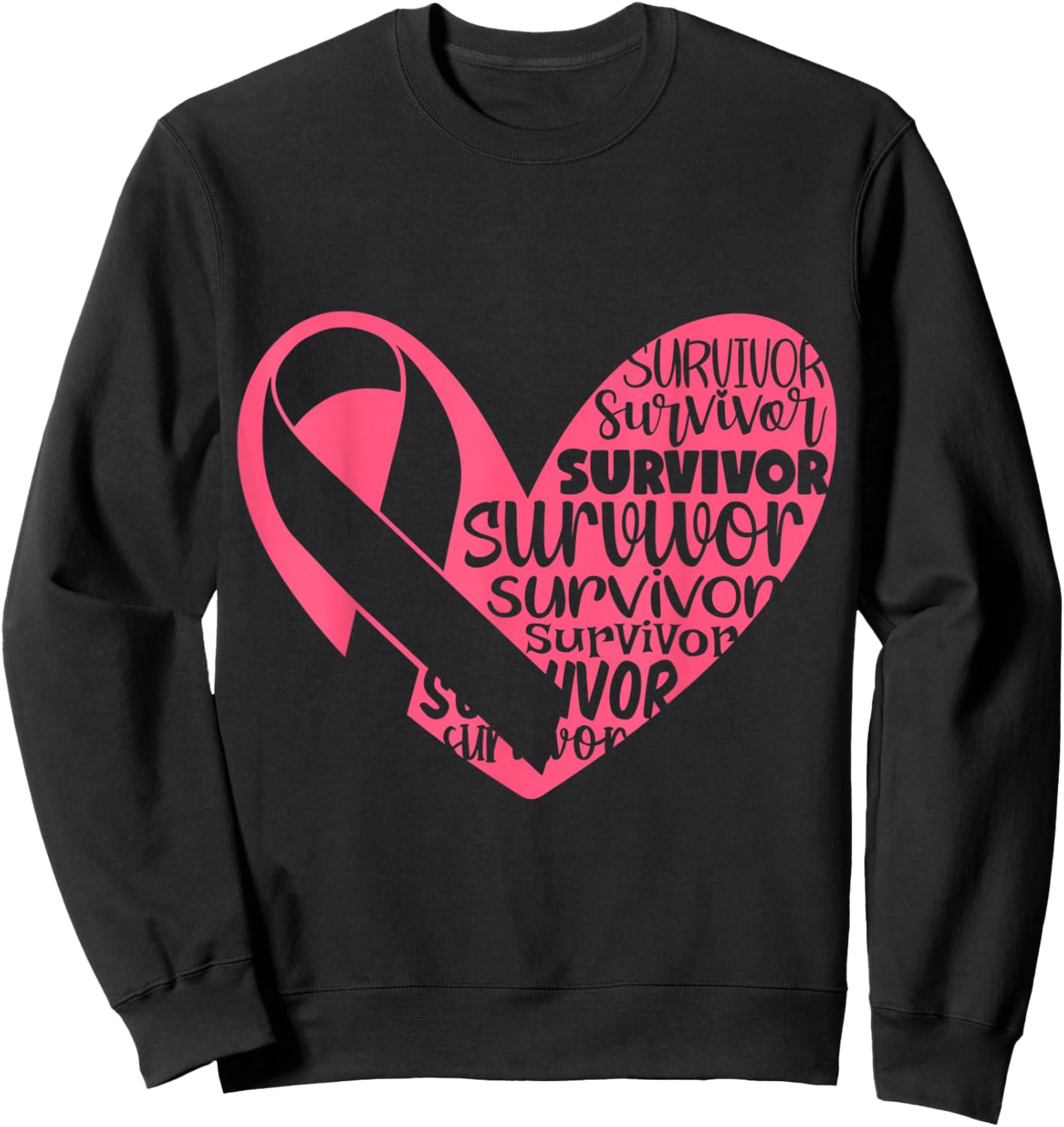 Survivor Heart Breast Cancer Awarenes Sweatshirt - Sweatshirt | Black
