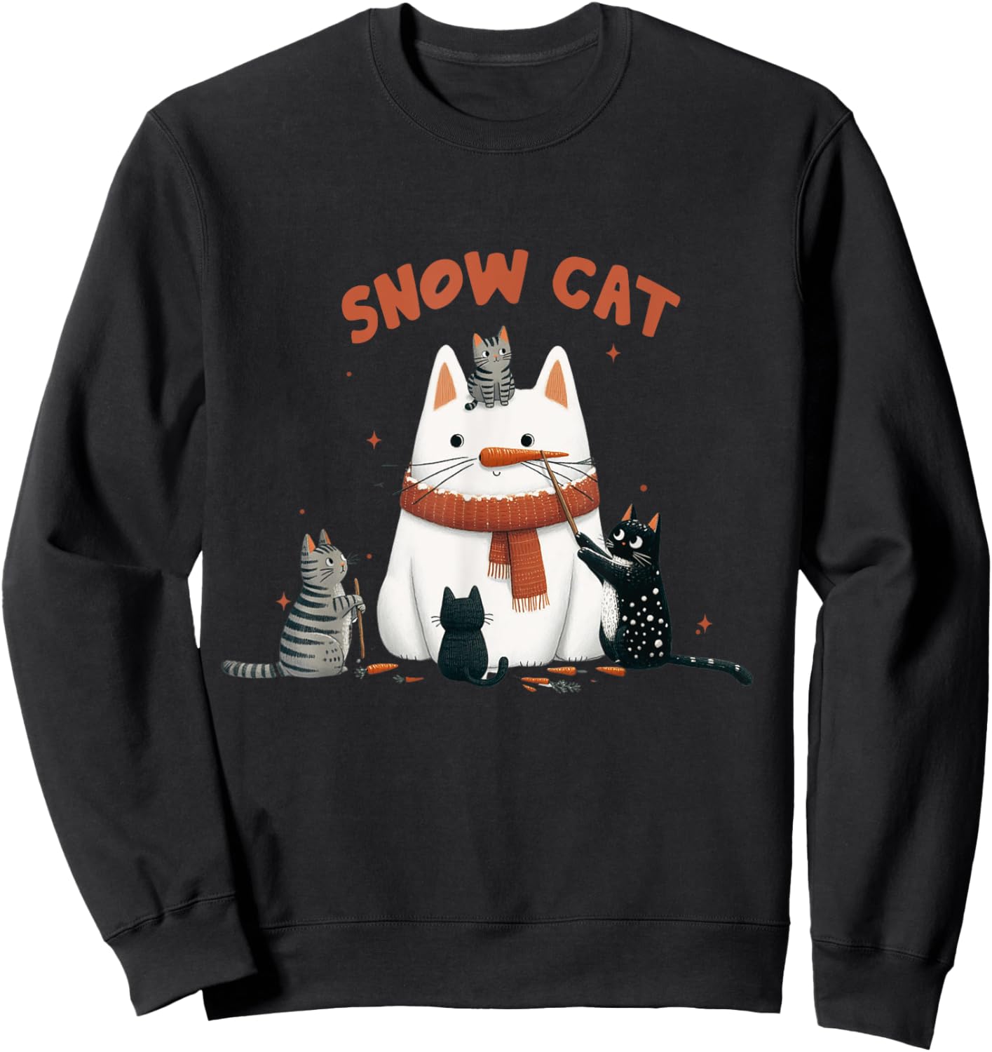Funny Snow Cat Snowman Christmas Cat Sweatshirt - Sweatshirt | Black