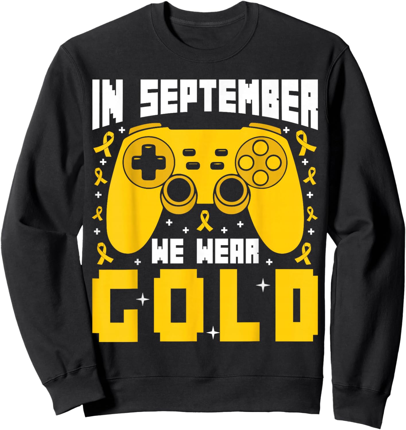 In September We Wear Gold Gaming Childhood Cancer Boys Kids Sweatshirt - Sweatshirt | Black