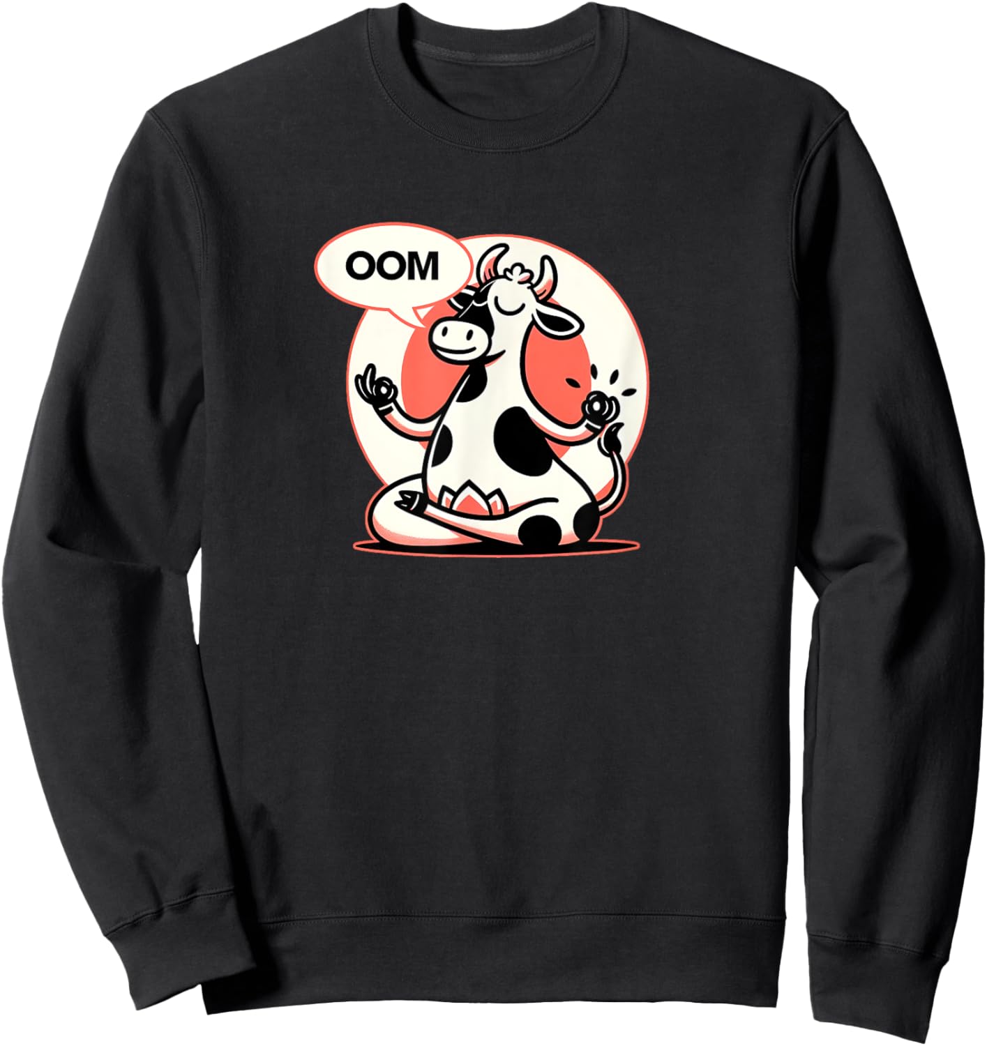 Funny Cow Namaste Yoga Lotus Position Yoga Cow Sweatshirt - Sweatshirt | Black