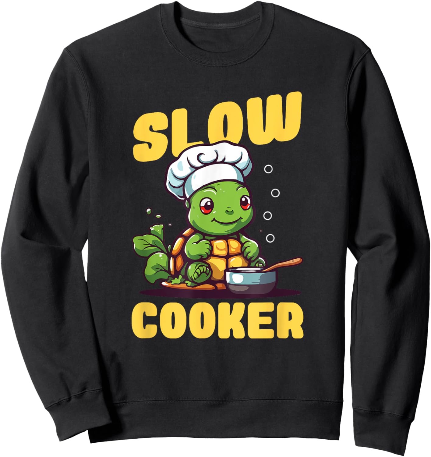 Funny Turtle Slow Cooker Chef Tortoise Cooking Sweatshirt - Sweatshirt | Black