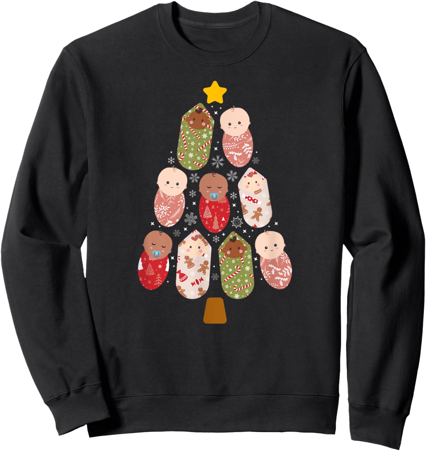Mother Baby Nurse Christmas Tree Mom Baby Nurse Xmas Party Sweatshirt - Sweatshirt | Black