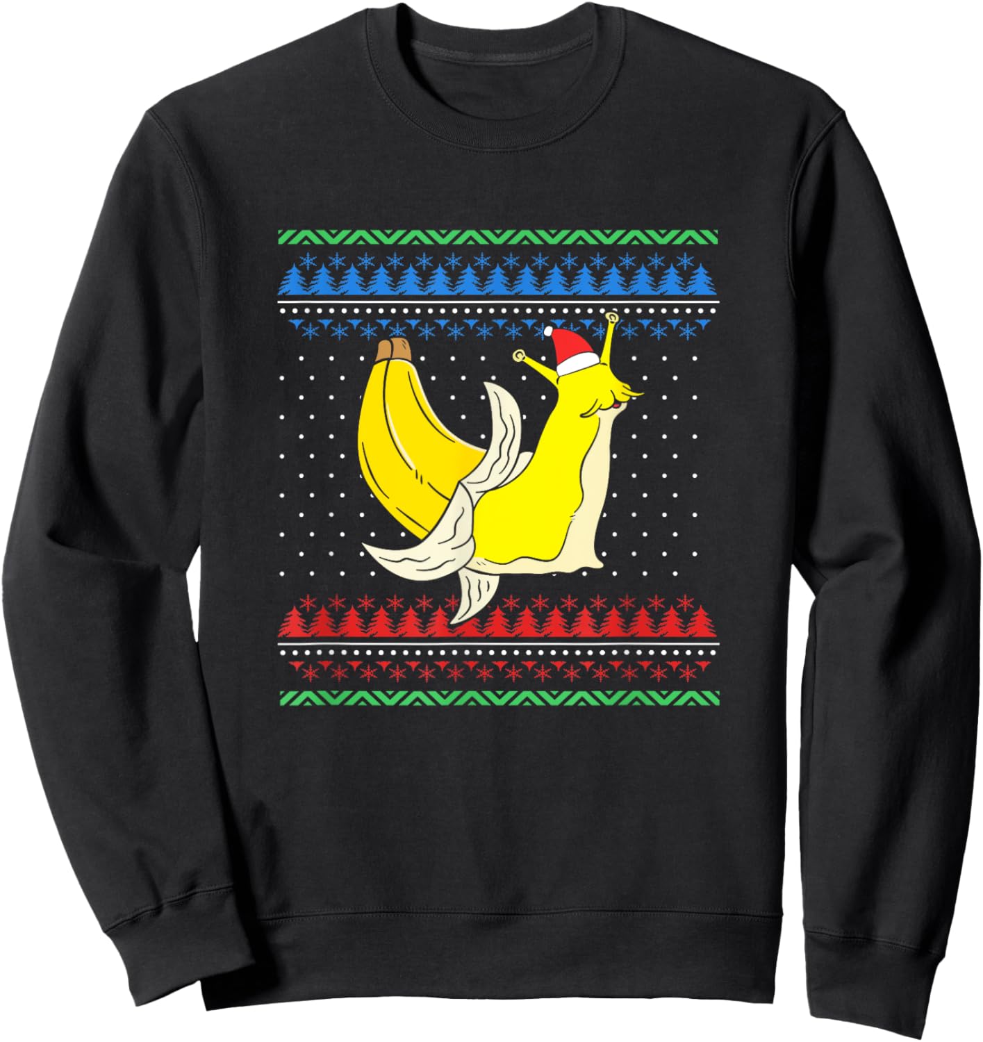 Christmas Banana Slug With Christmas Hat Sweatshirt - Sweatshirt | Black