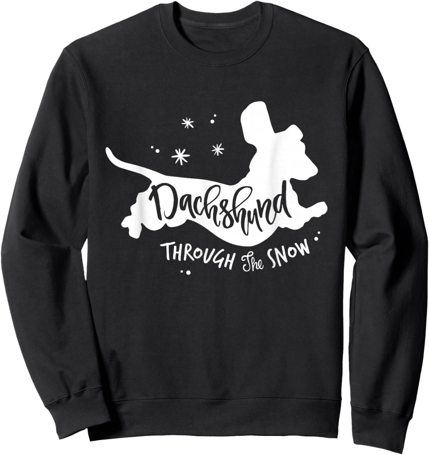 Funny Wiener Dachshund Through the Snow Dog Lovers Christmas Sweatshirt - Sweatshirt | Black