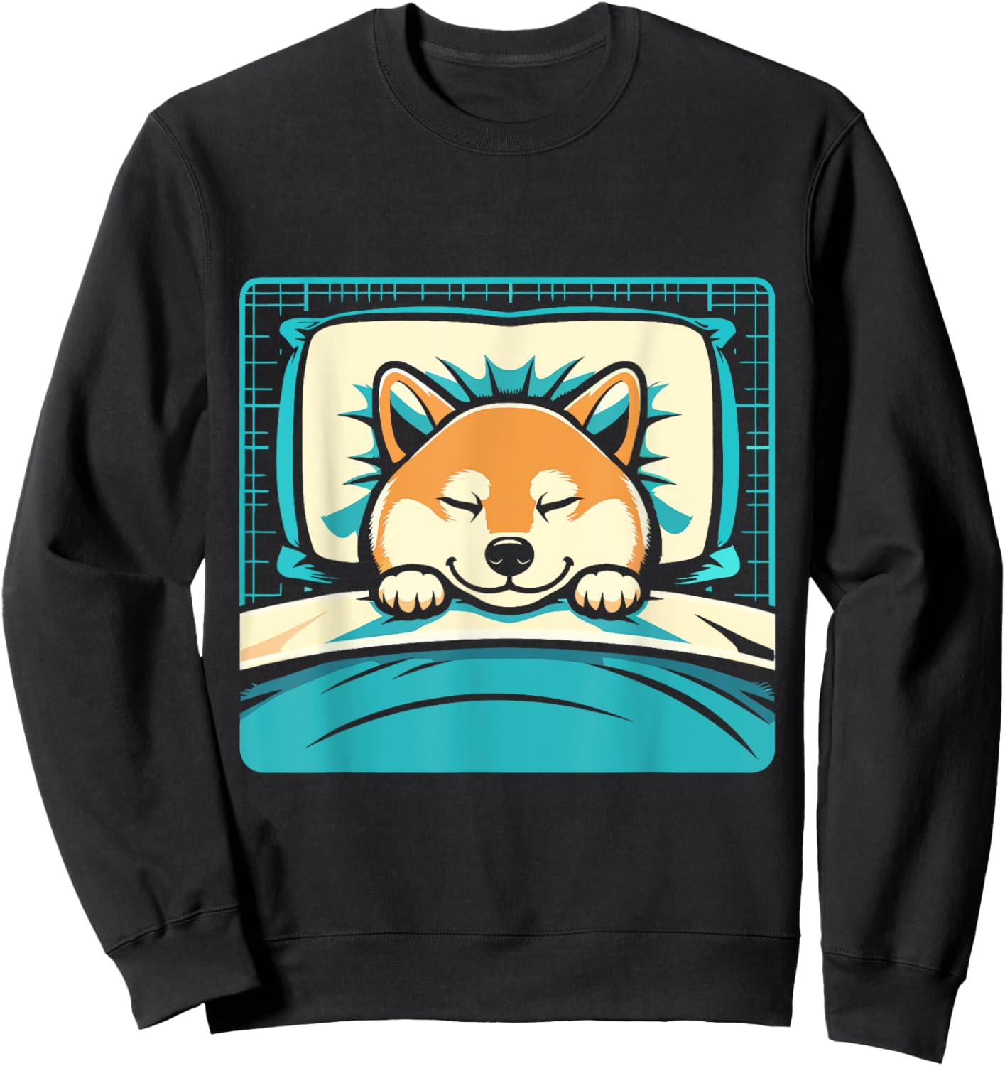 Funny Sleeping Shiba Inu Shirt Lazy Doge Napping Dog Lover Men Women Girls Kids Sweatshirt - Sweatshirt | Black