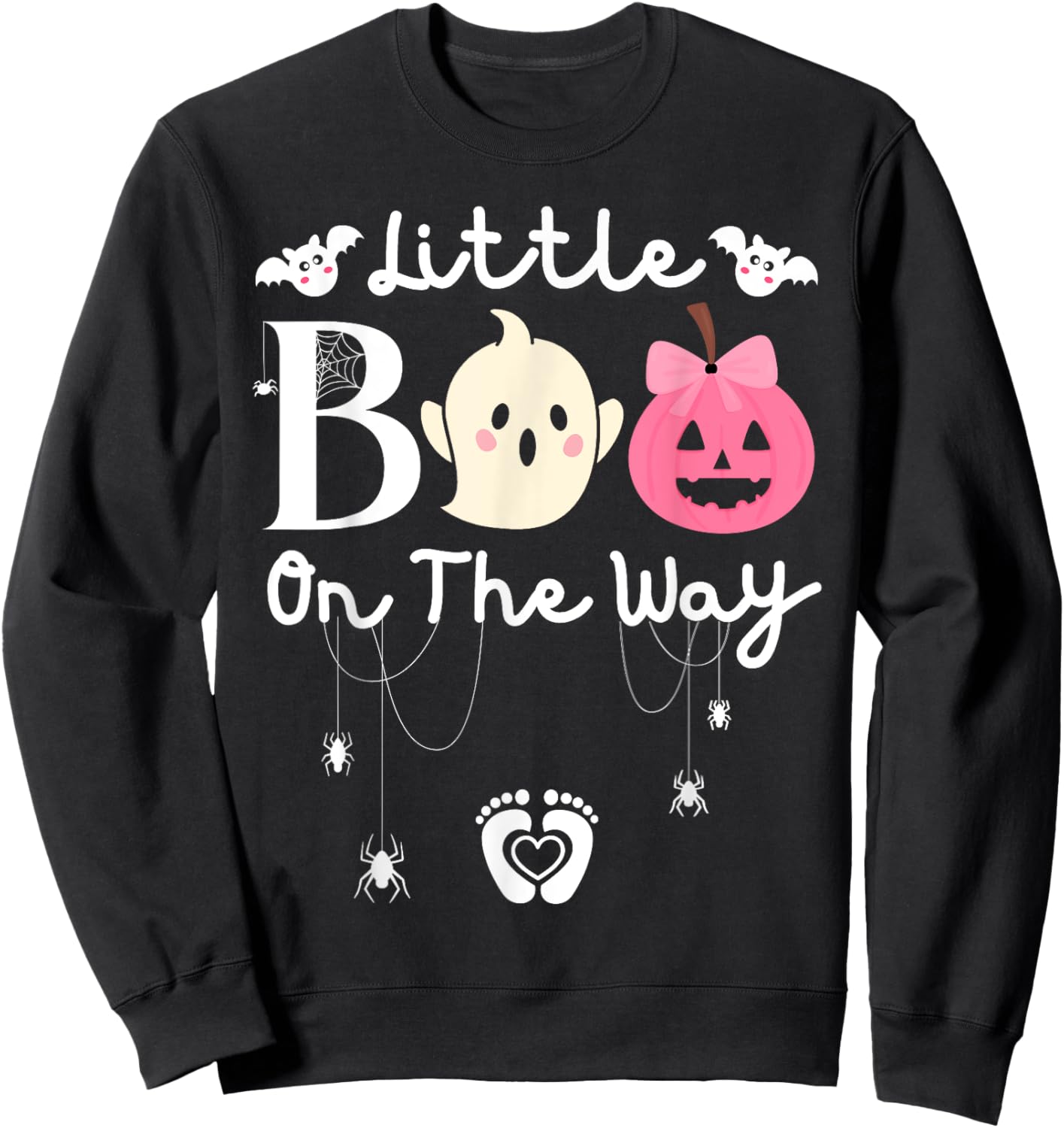 Little Boo On The Way-Halloween Girls Pregnancy Announcement Sweatshirt - Sweatshirt | Black