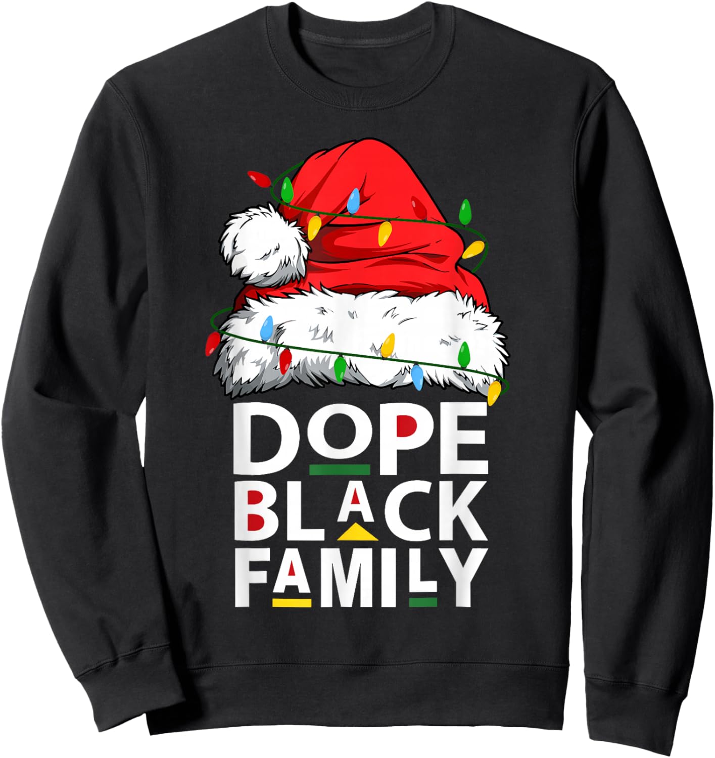 African Dope Black Family Afro Team Santa Matching Christmas Sweatshirt - Sweatshirt | Black