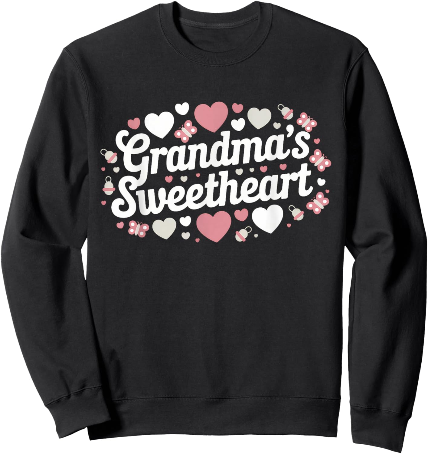 Grandma's Sweetheart Gender Reveal Girl Sweatshirt - Sweatshirt | Black