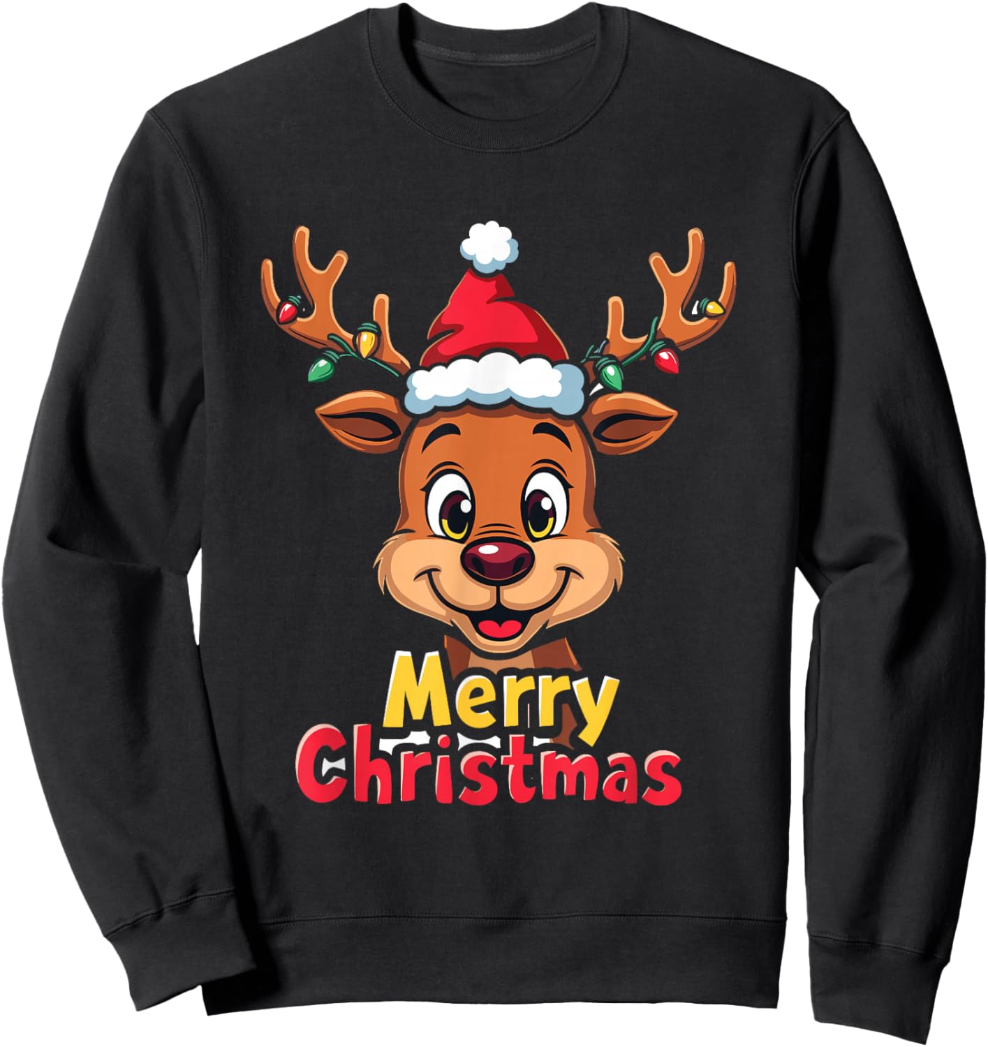 Merry Christmas Reindeer Xmas Festive Joy Family Time Sweatshirt - Sweatshirt | Black