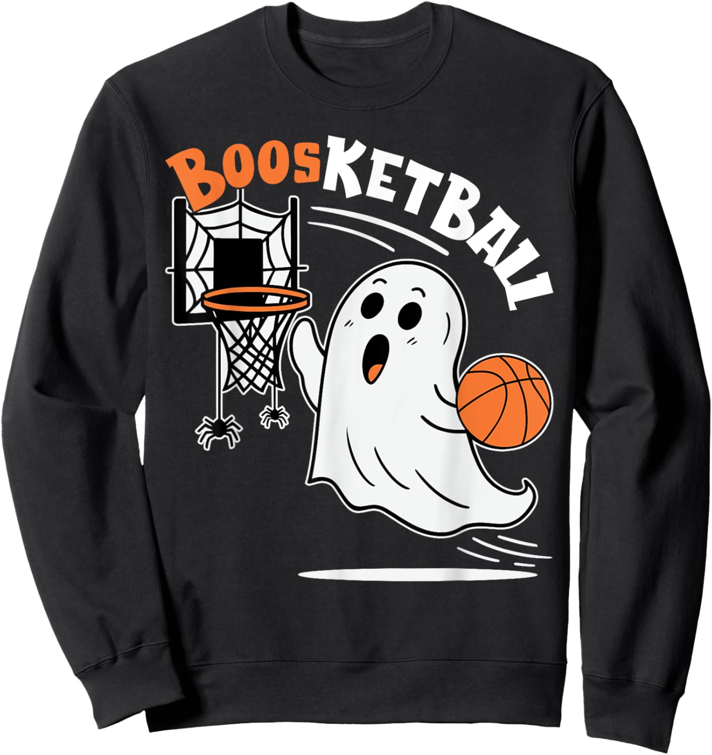 Halloween Ghost Playing Basketball Spooky Ghost Boosketball Sweatshirt - Sweatshirt | Black