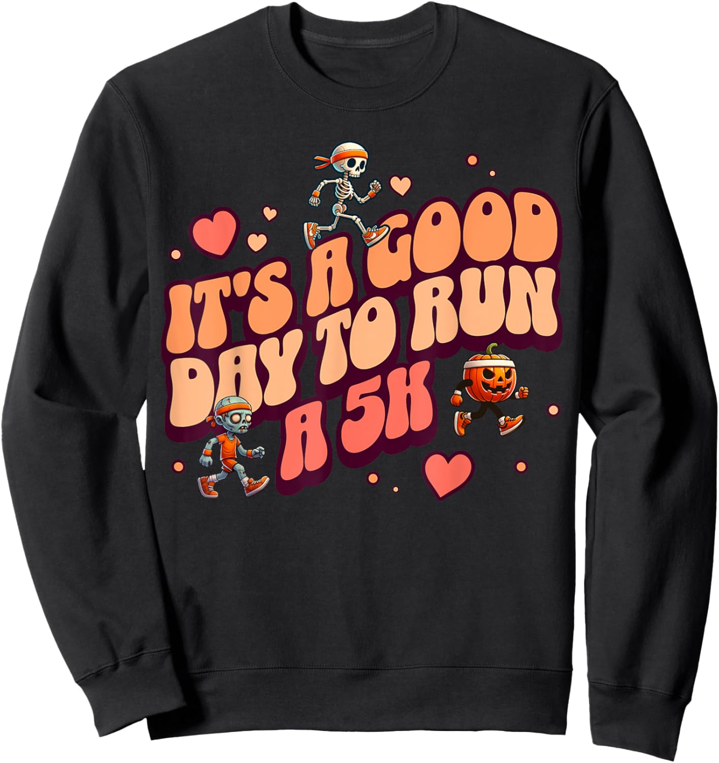 Vintage Halloween Fun Run 5K Runners Matching Family Retro Sweatshirt - Sweatshirt | Black