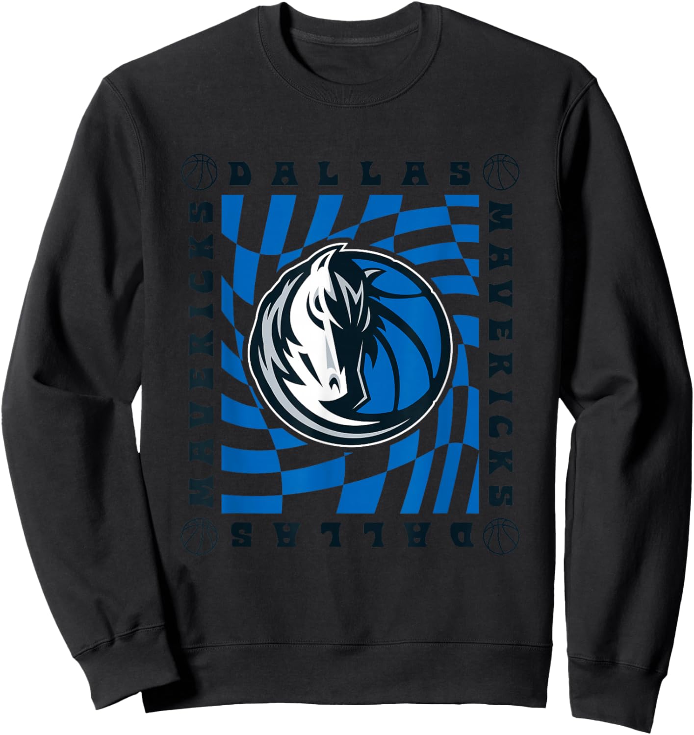NBA Dallas Mavericks Retro Checkerboard Wave Sweatshirt - Sweatshirt | Black