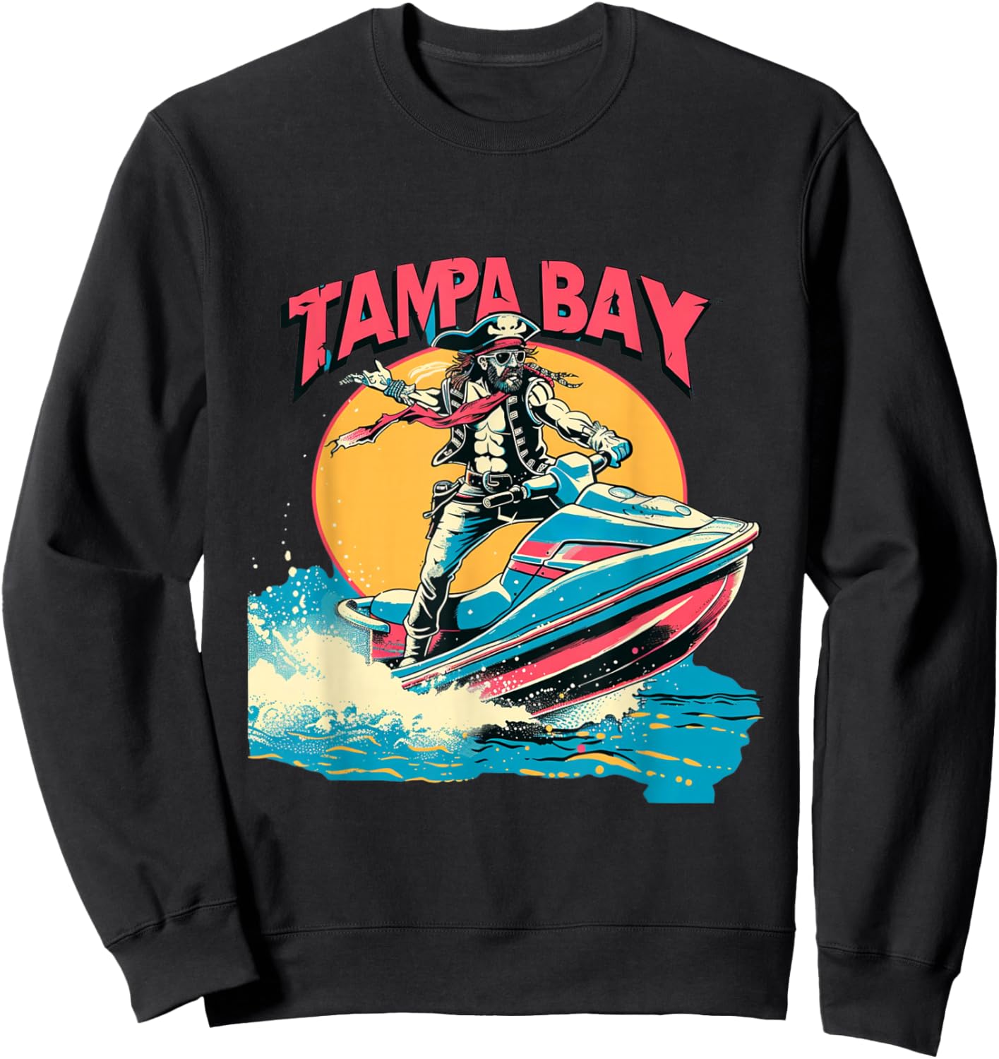 Tampa Bay Pirate Florida Jetski Boating Funny Gasparilla Sweatshirt - Sweatshirt | Black