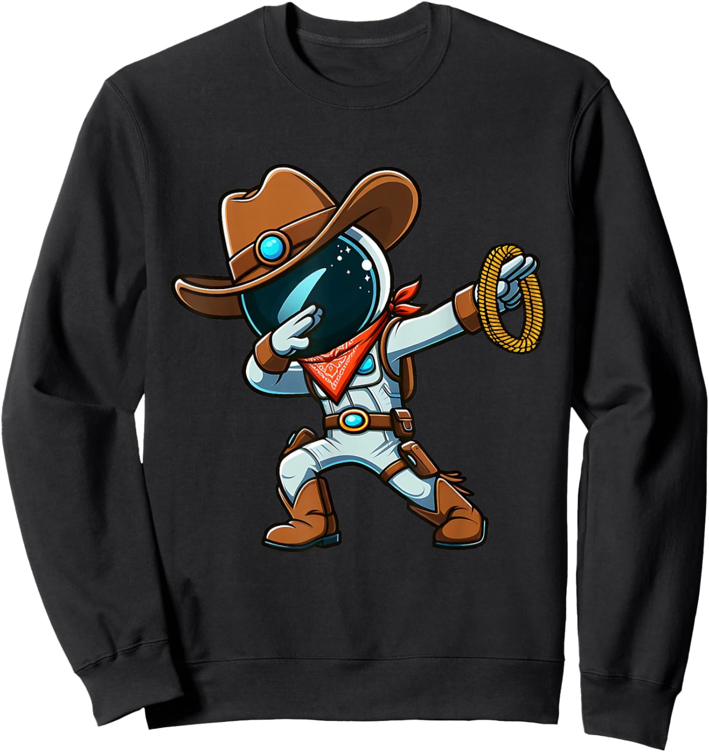 Dabbing Boys Astronaut Cowboy Space Halloween Sweatshirt - Sweatshirt | Black