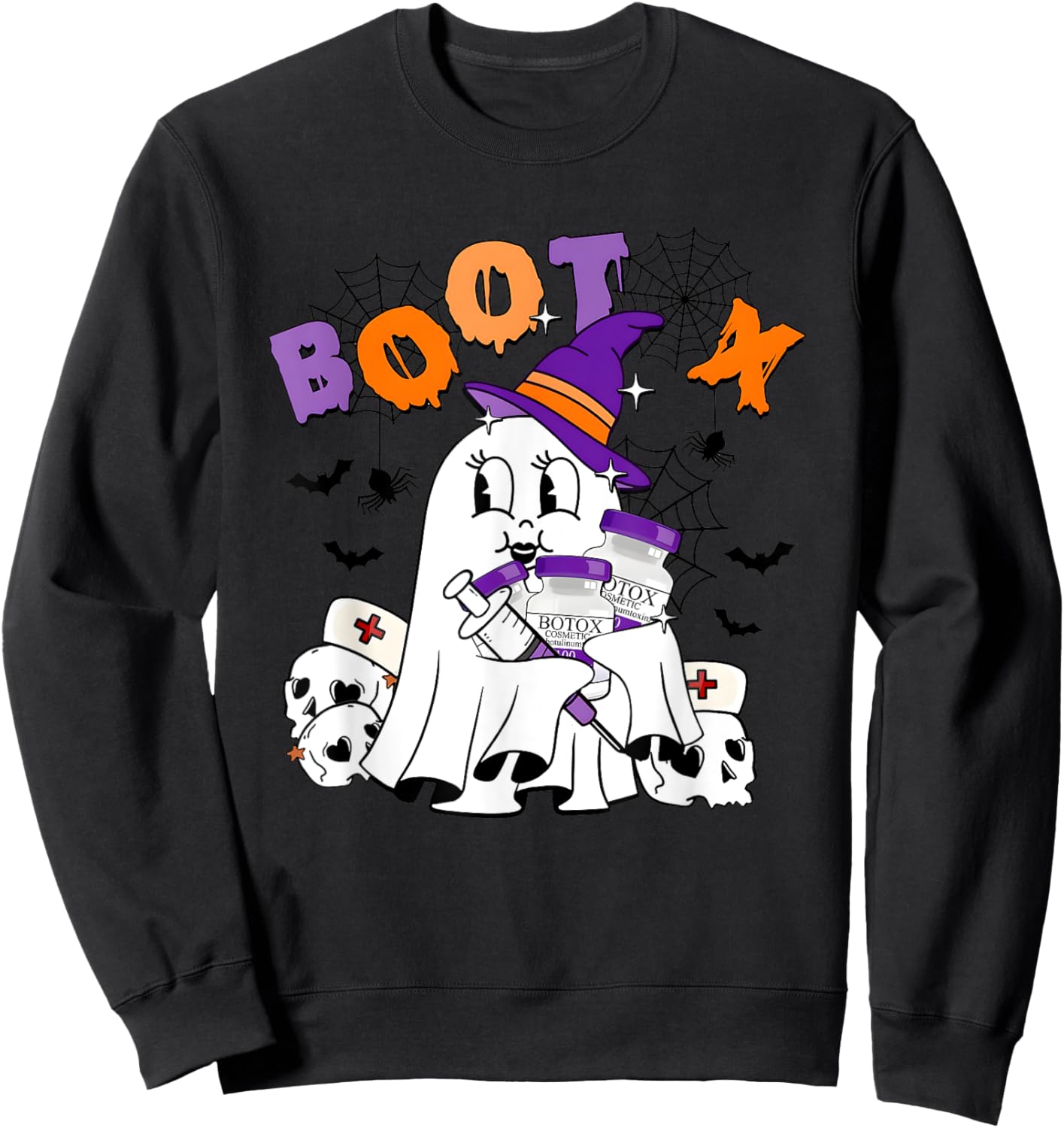 Cute Ghost BooTox Nurse Injector Halloween Plastic Surgery Sweatshirt - Sweatshirt | Black