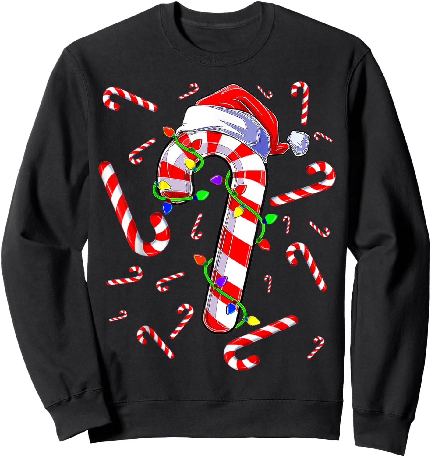 Candy Cane Merry And Bright Red And White Candy Costume Sweatshirt - Sweatshirt | Black