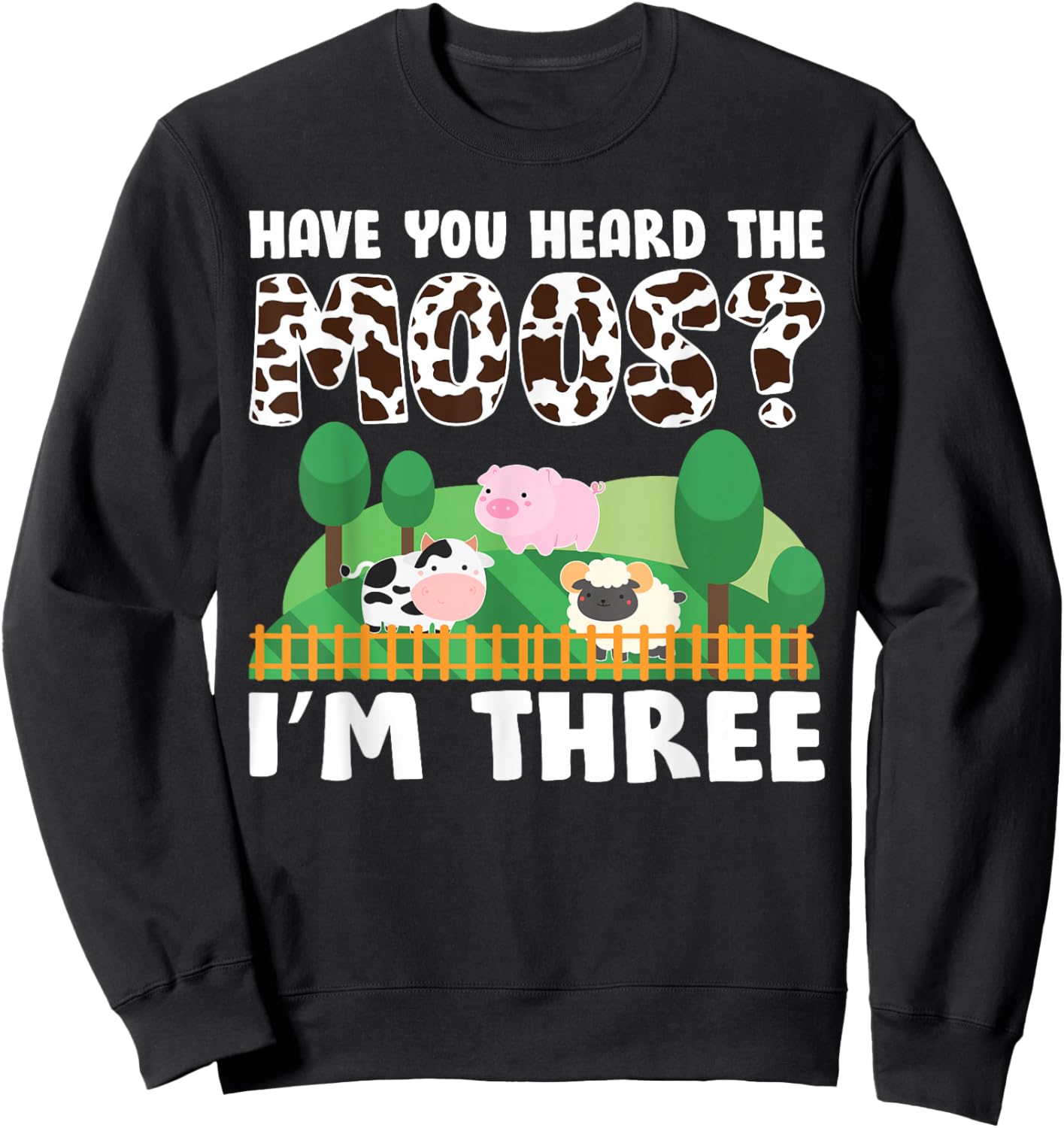 3rd Birthday 3 Year Old Farm Theme Animals Birthday Party Sweatshirt - Sweatshirt | Black