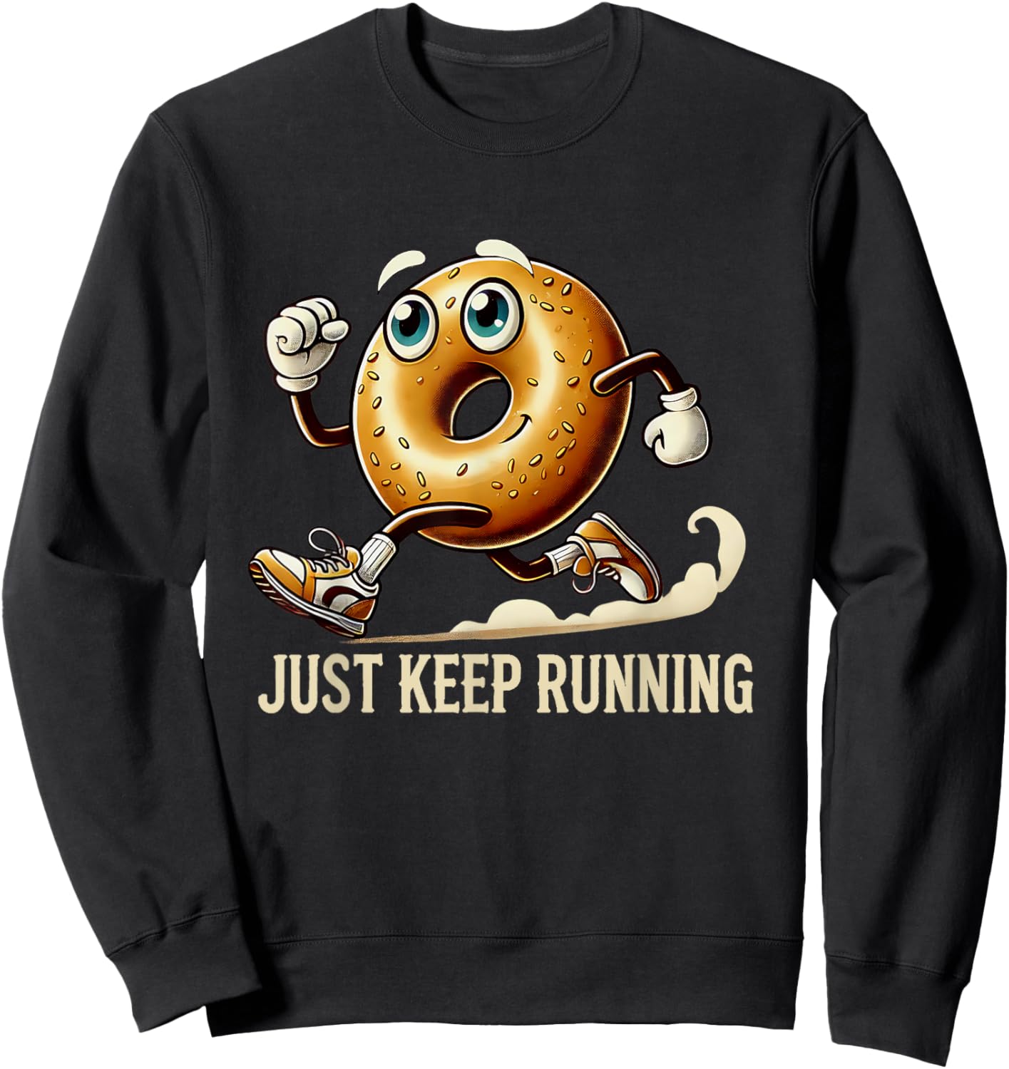 Vintage Funny Everything Bagel Running Sweatshirt - Sweatshirt | Black