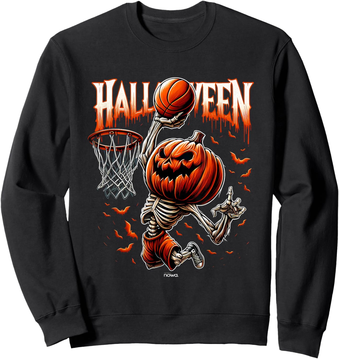 Halloween Basketball Scary Pumpkin Slam Dunk Sweatshirt - Sweatshirt | Black