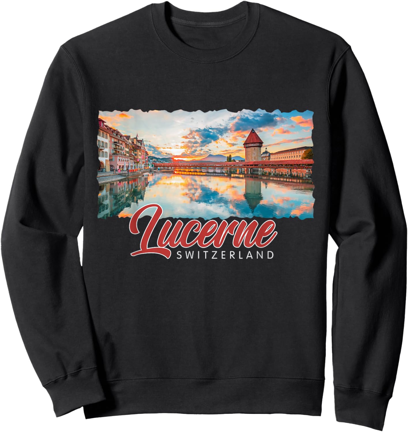 Vintage Lucerne Historic City Of Switzerland Travel Souvenir Sweatshirt - Sweatshirt | Black
