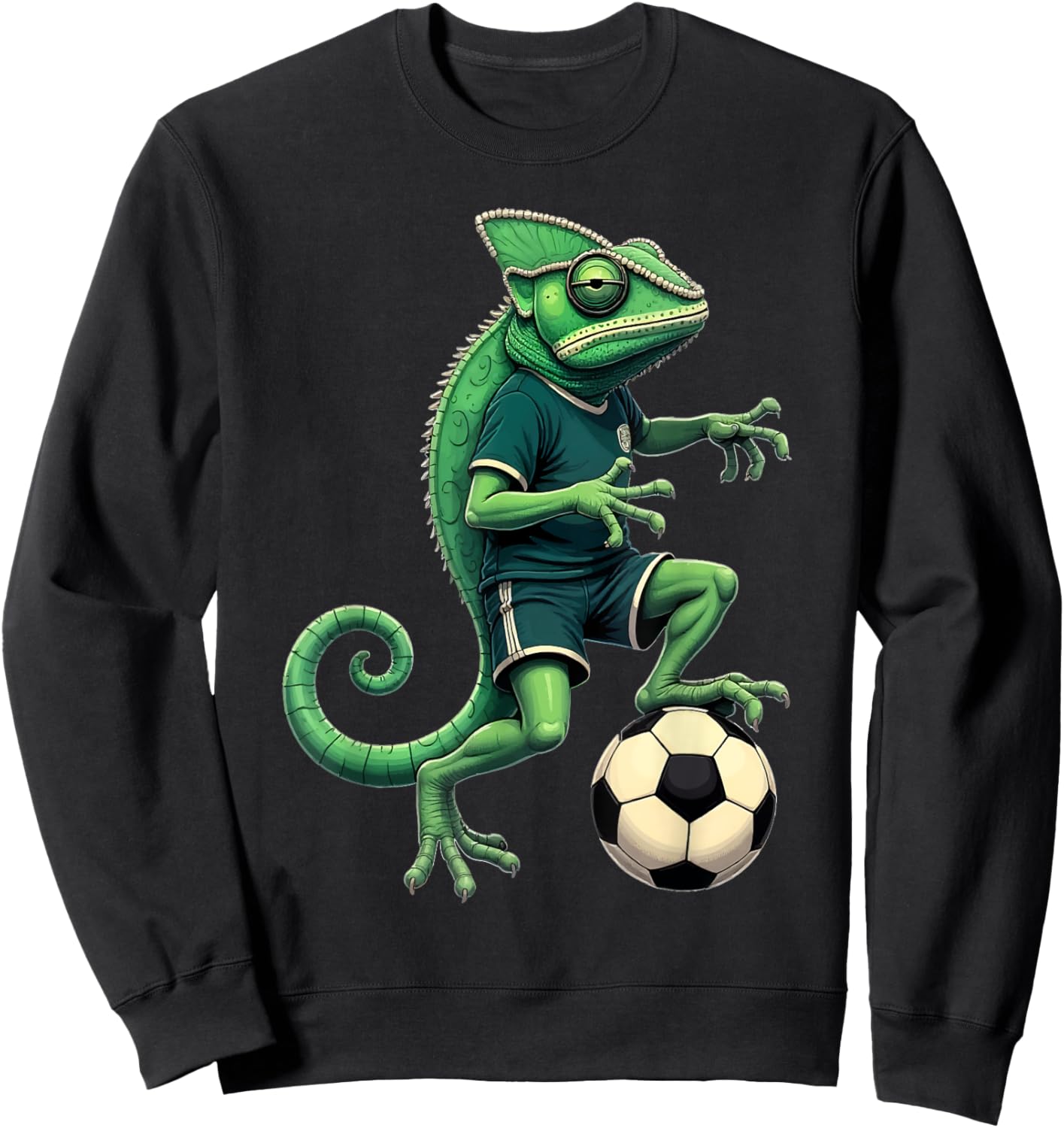 Chameleon Lizards Soccer Player Reptile Pet Animal Lover Sweatshirt - Sweatshirt | Black