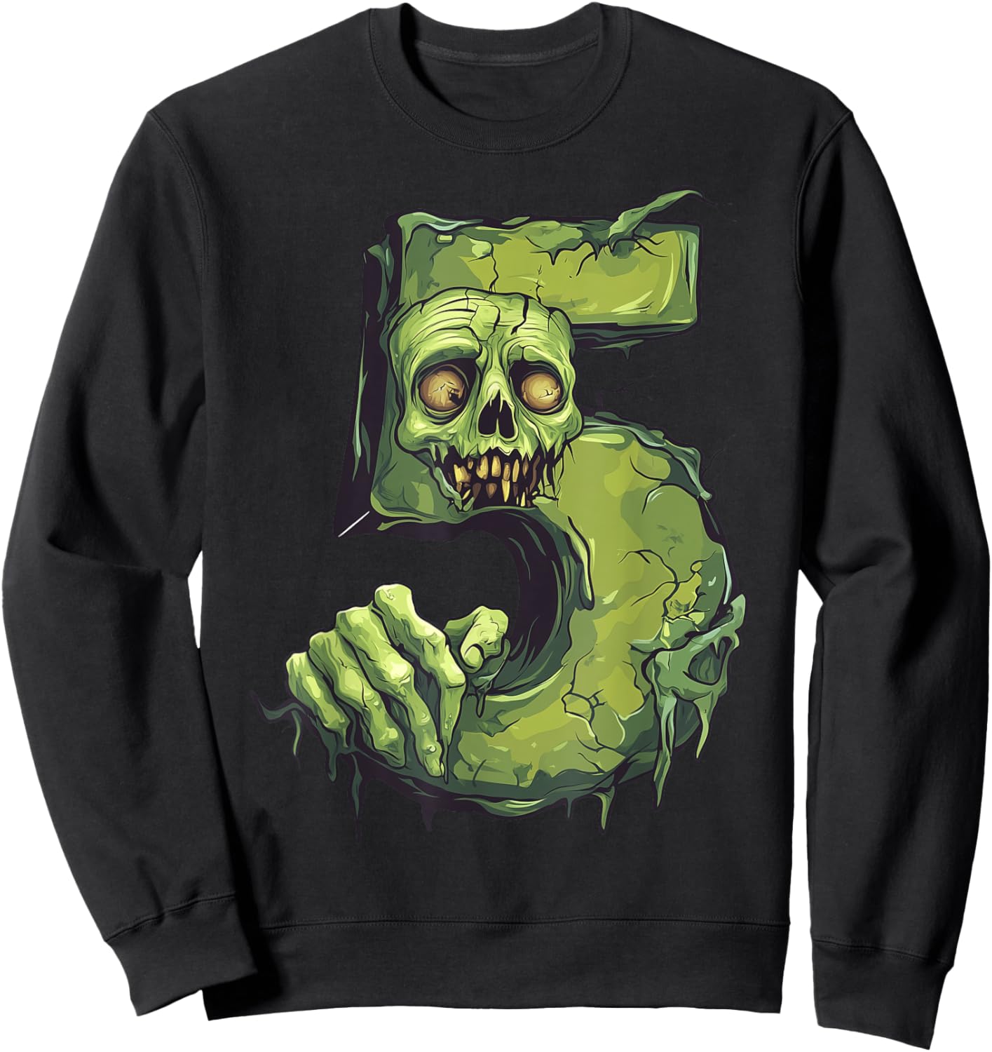 Fun 5th Birthday Zombie Halloween Themed 5 Year Old Kids Sweatshirt - Sweatshirt | Black