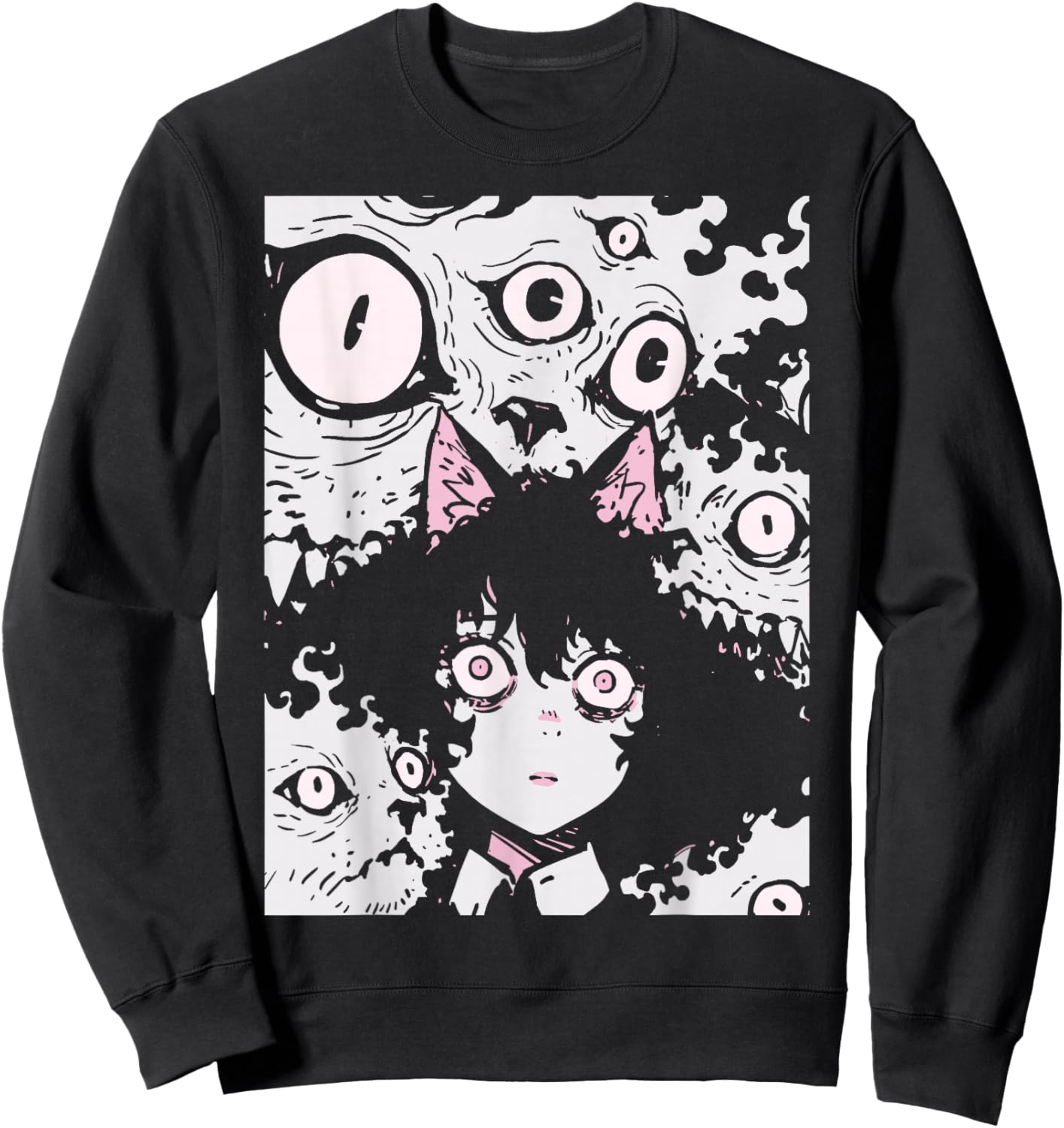 Horror Anime Manga Neko | Japan Japanese Creepy Kawaii Goth Sweatshirt - Sweatshirt | Black