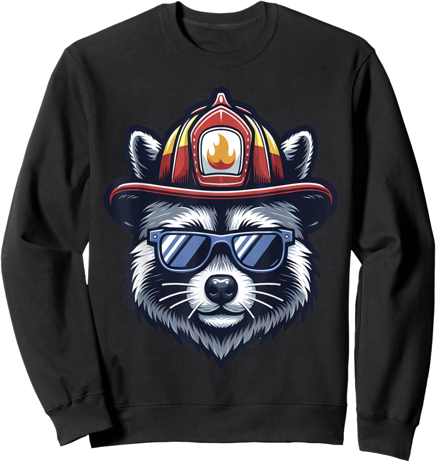 Firefighter Raccoon Funny Fire department Sweatshirt - Sweatshirt | Black